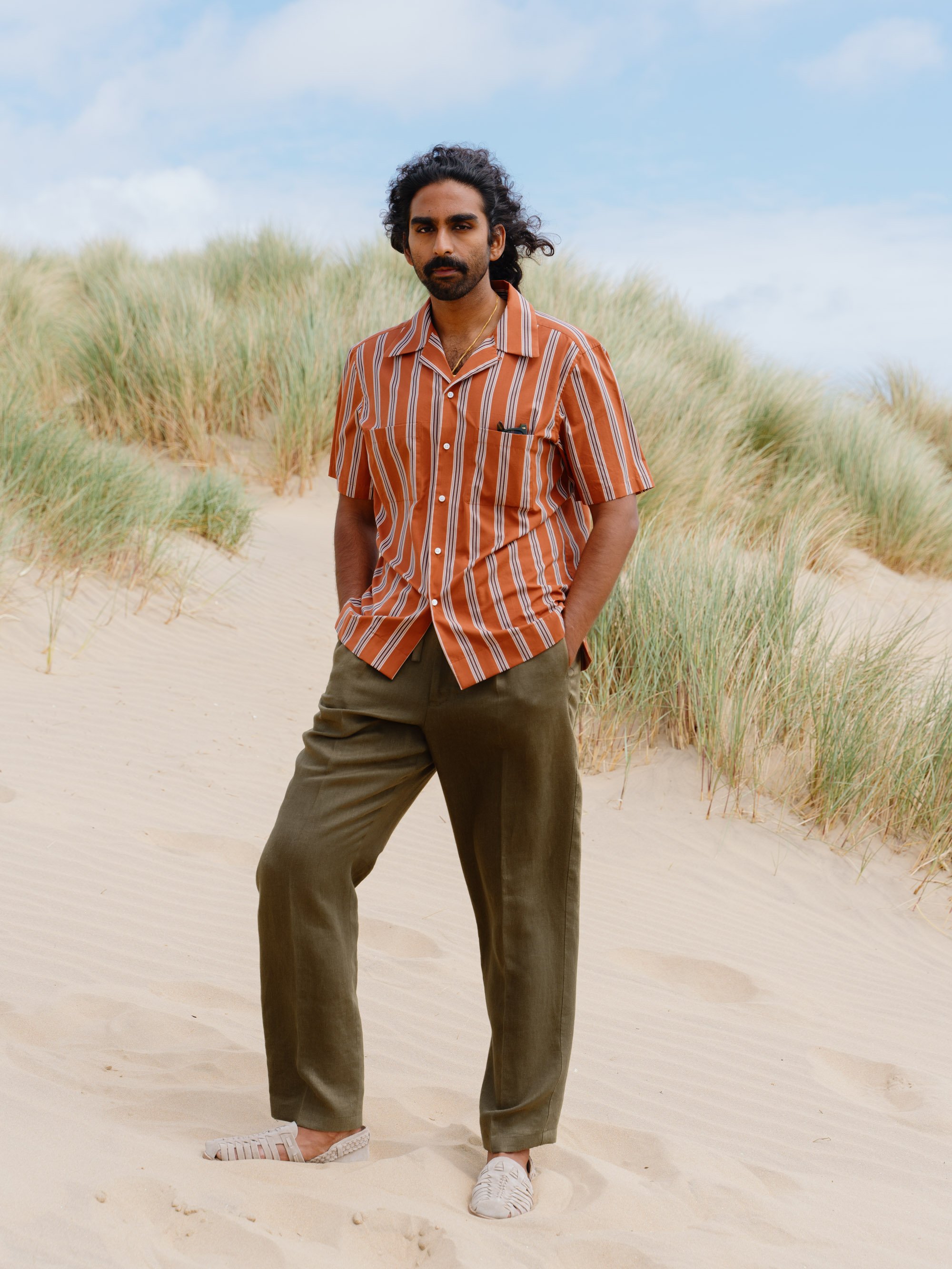 Linen Drawstring Trousers - Olive — The Anthology