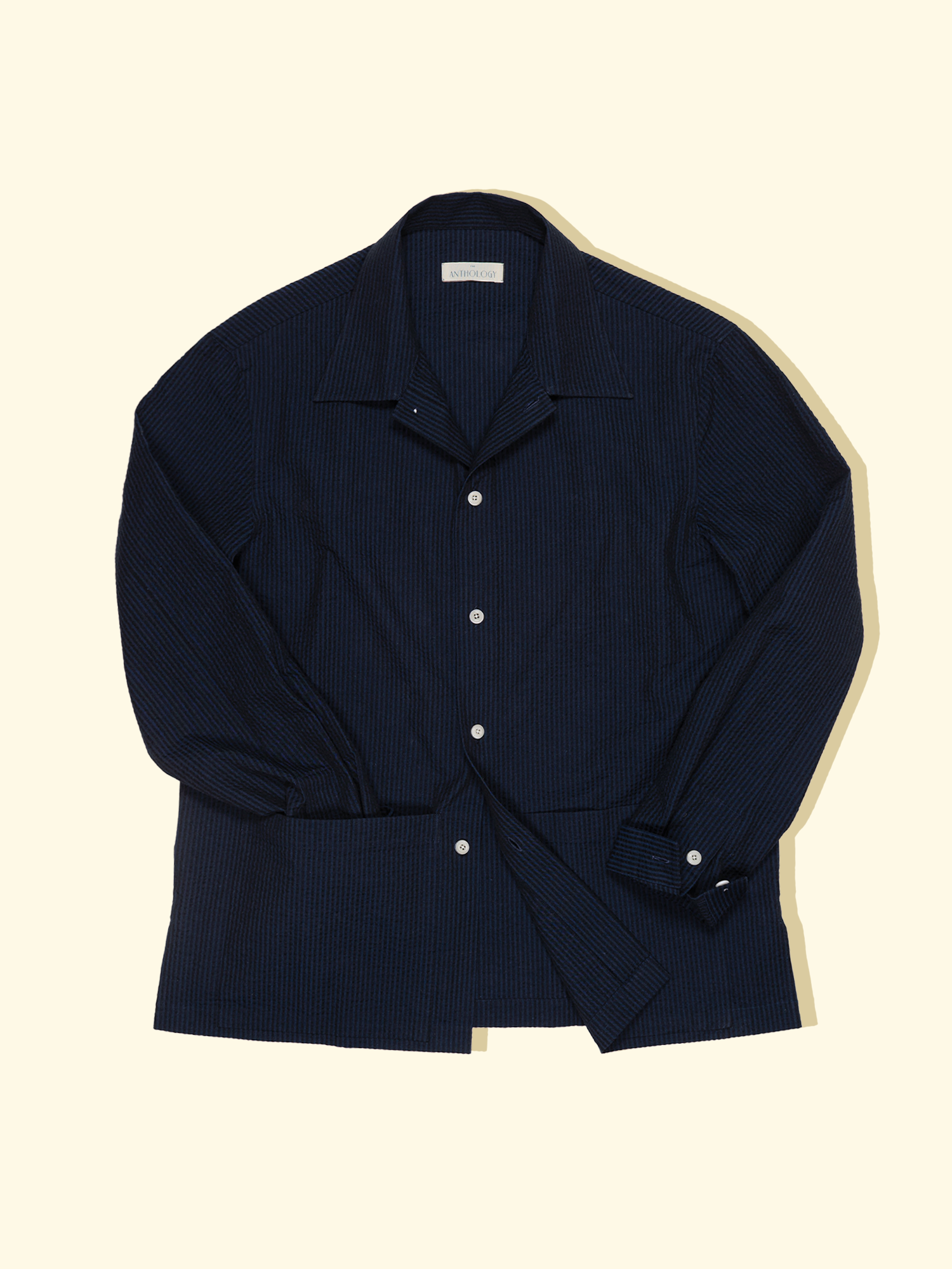 Siesta Overshirt - Navy Seersucker — The Anthology