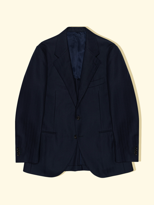Worsted Suit Jacket - Navy Herringbone — The Anthology
