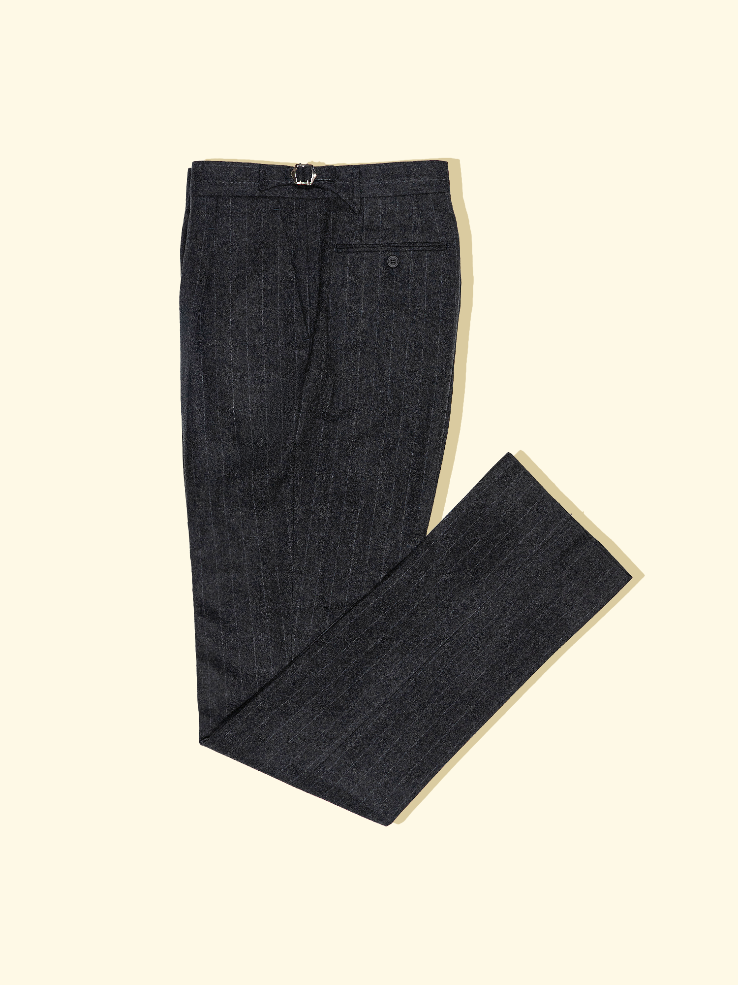 Flannel Suit Trousers - Mid-Grey Shadow Stripes