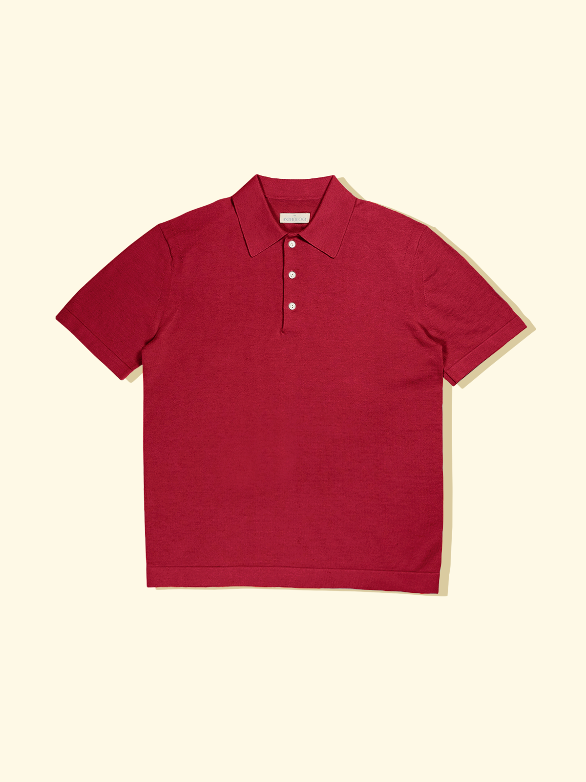 Linen/Cotton Knitted Short Sleeve Polo - Poppy Red