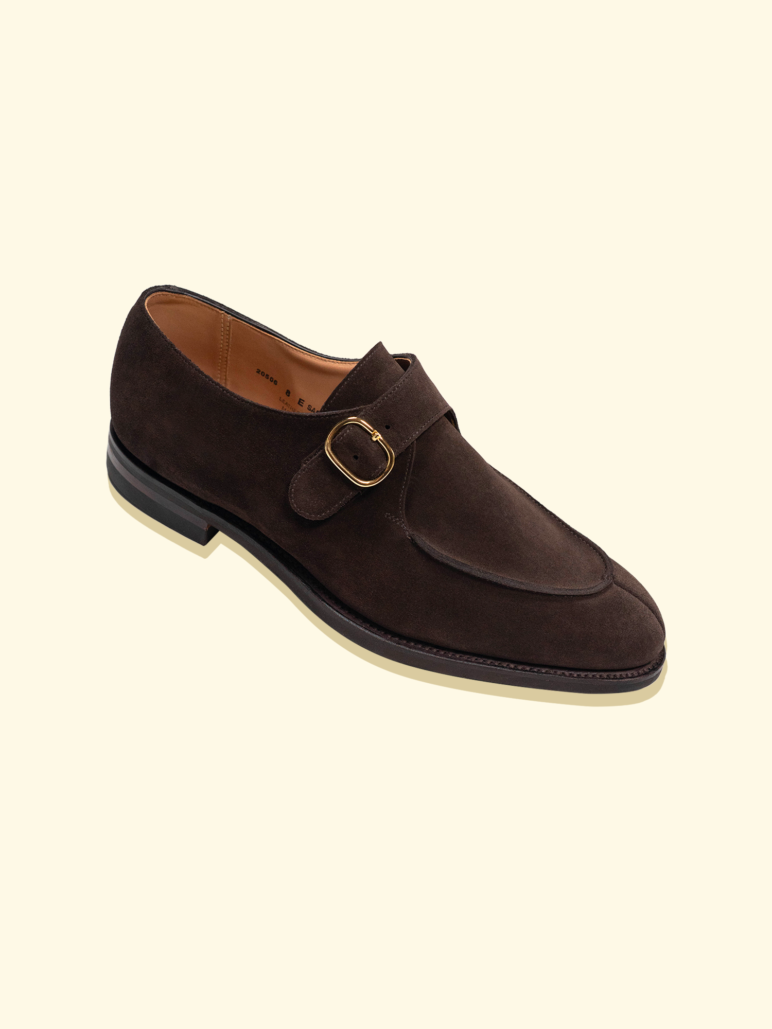 Bruton Single Monk Derbies by Crockett & Jones for The  Anthology - Dark Brown Suede