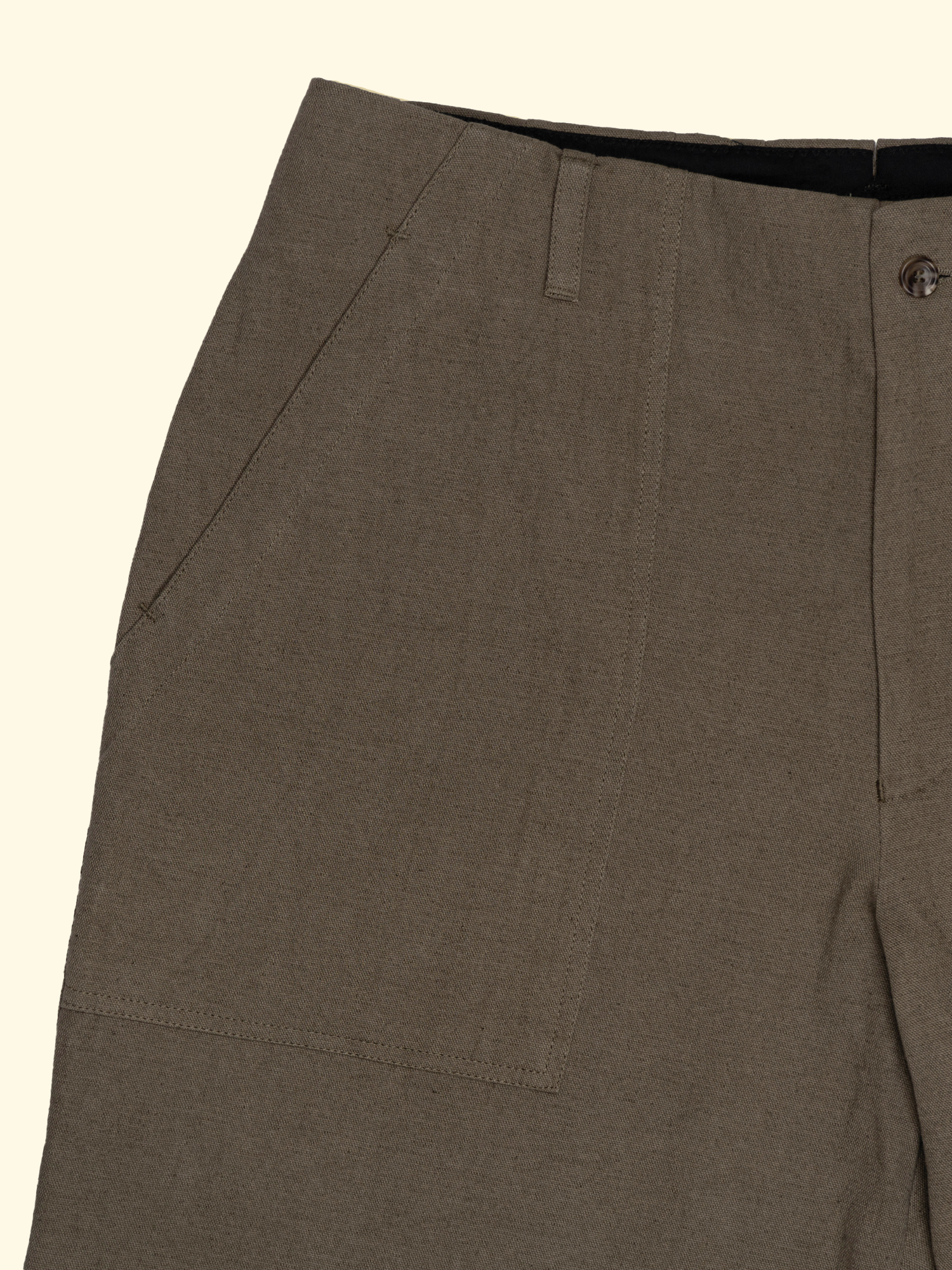 美品 MHL. COATING COTTON RAMIE 23AW Cotton/Linen/Ramie Box Front Shorts - Soil — The Anthology