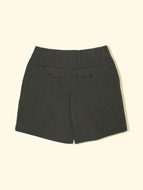 Cotton/Linen/Ramie Box Front Shorts - Olive — The Anthology