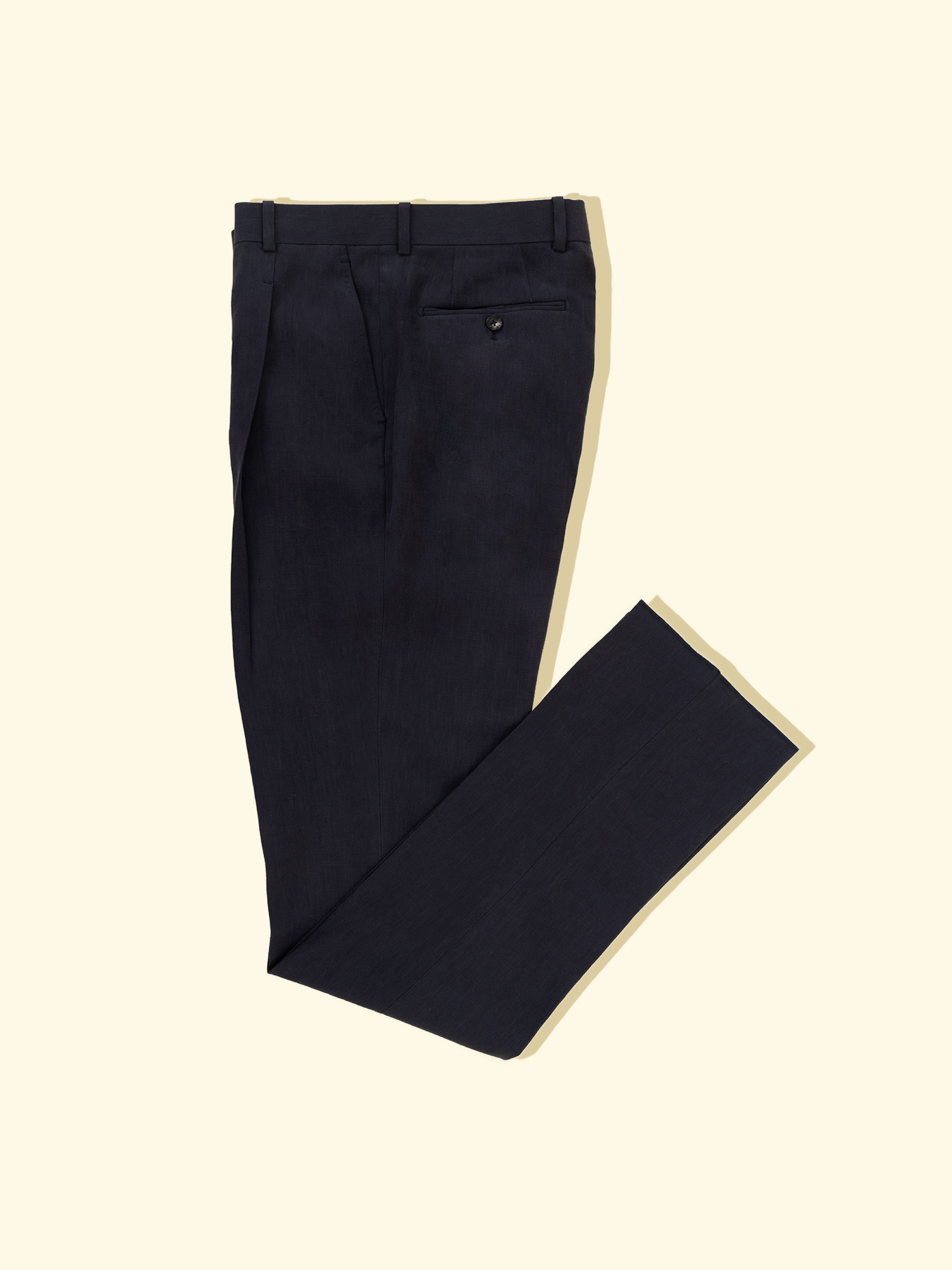 Sueded Linen Pleated Trousers - Ink Blue