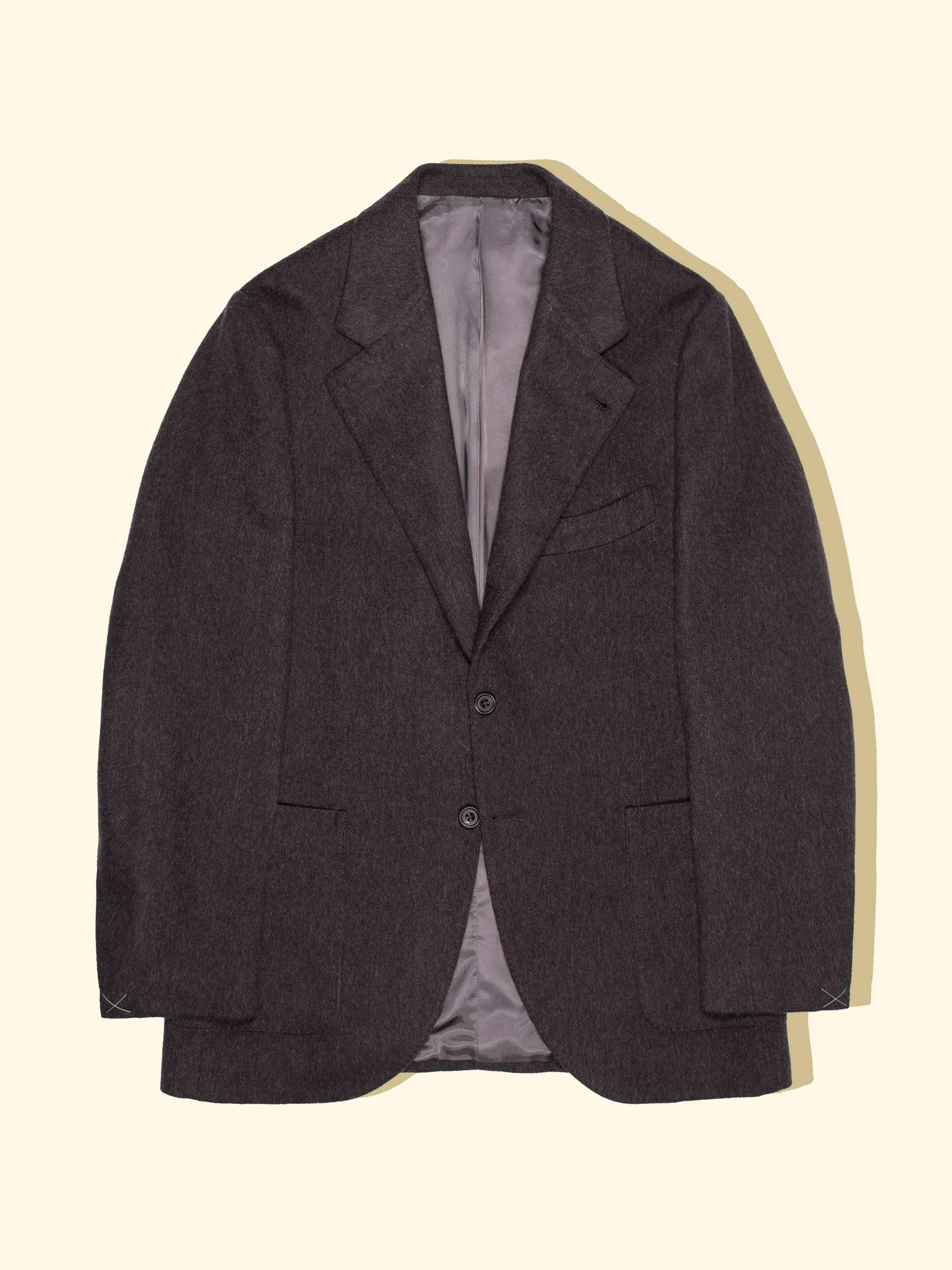 Brushed Wool Sport Jacket - Plum Brown Herringbone