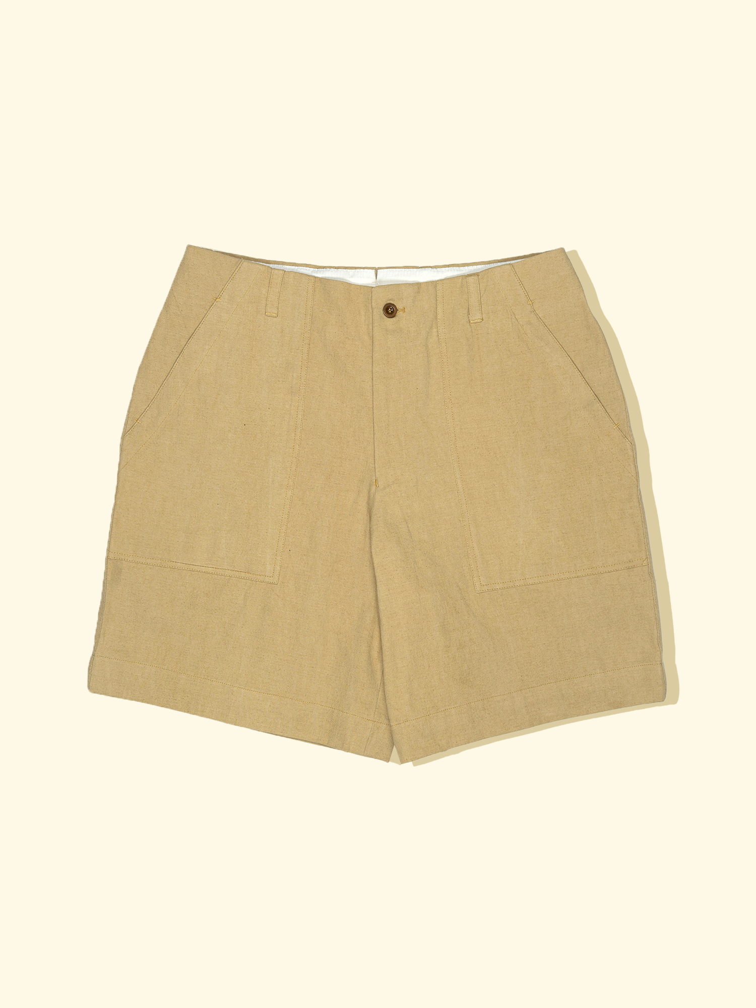 Cotton/Linen/Ramie Box Front Shorts - Butter