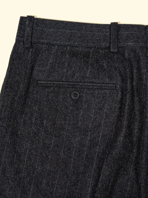 Flannel Dexter Suit Trousers - Mid-Grey Shadow Stripes — The Anthology