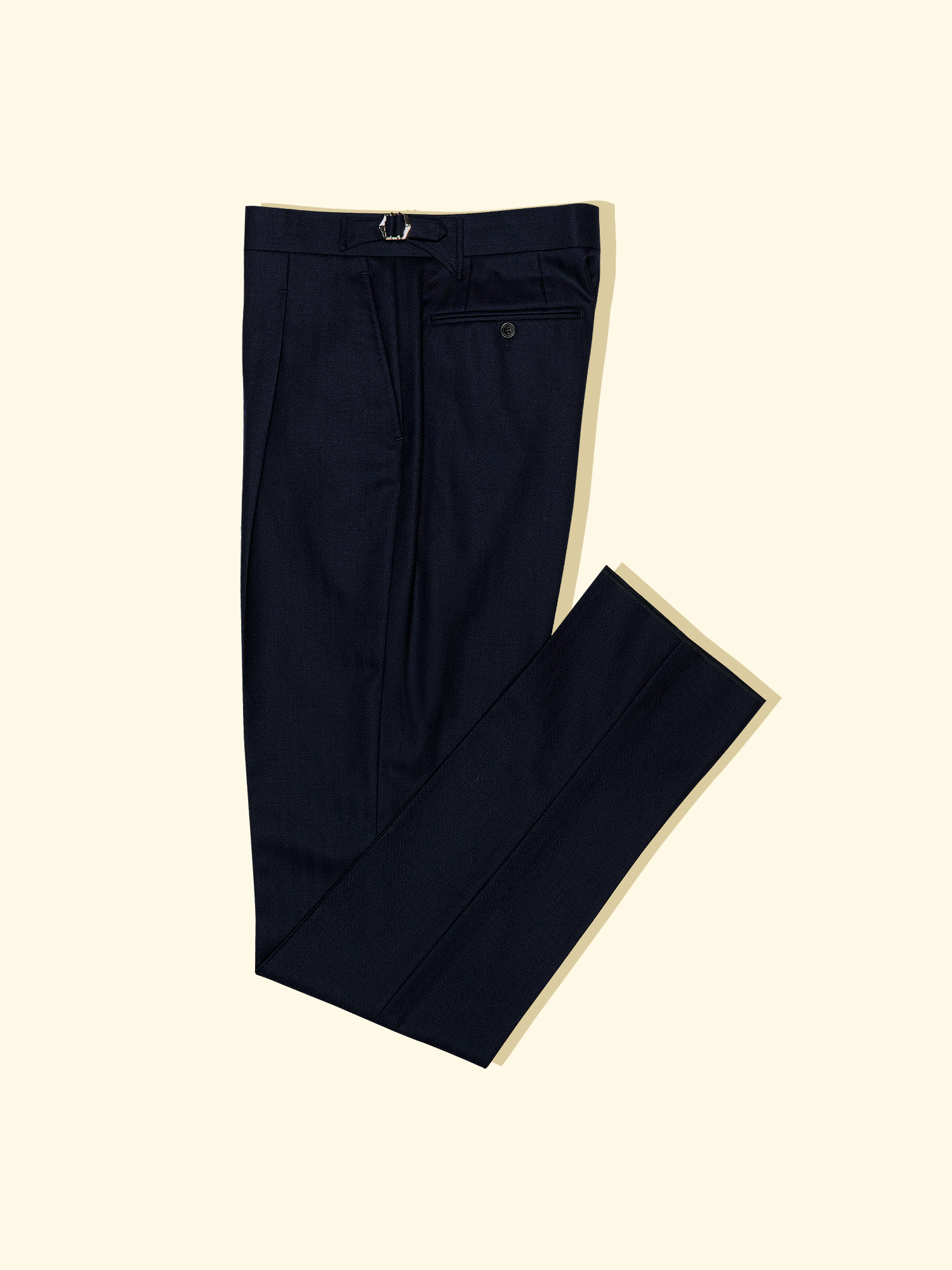Worsted Suit Trousers - Navy Herringbone