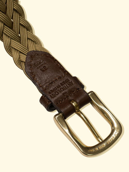 Hand Braided Leather Belt with Oblong Shape Buckle Leather Braided Belt w/ Oval Buckle – FOX main image 4