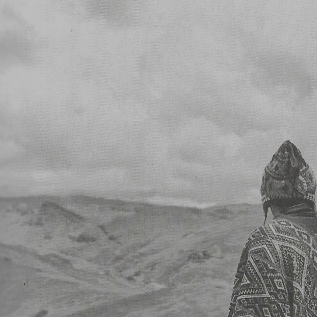 shaman guardian looking out into the mountains