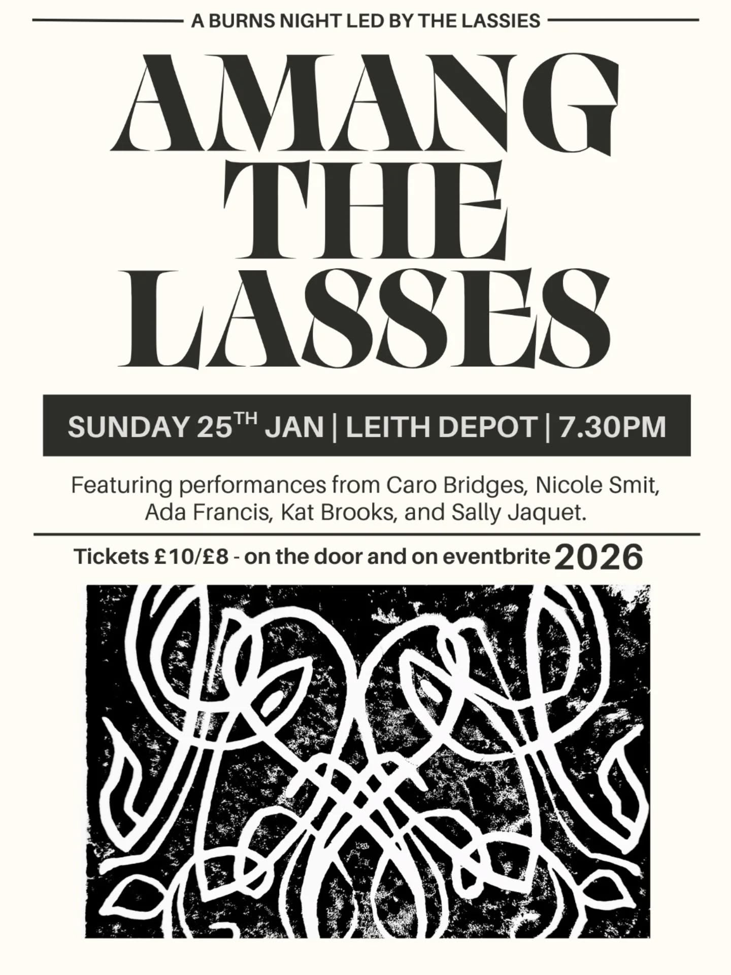 What are you doing fir Burns night on Sunday 25th at 7.30pm??

How about come see us at Leith Depot - Amang The Lasses

A Burns night from the perspective of women who want to explore the creations and contradictions of Scotland&rsquo;s Bard through 