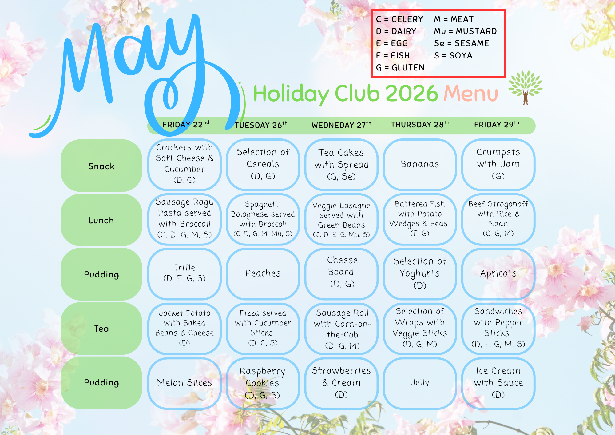 Holiday Club Menu