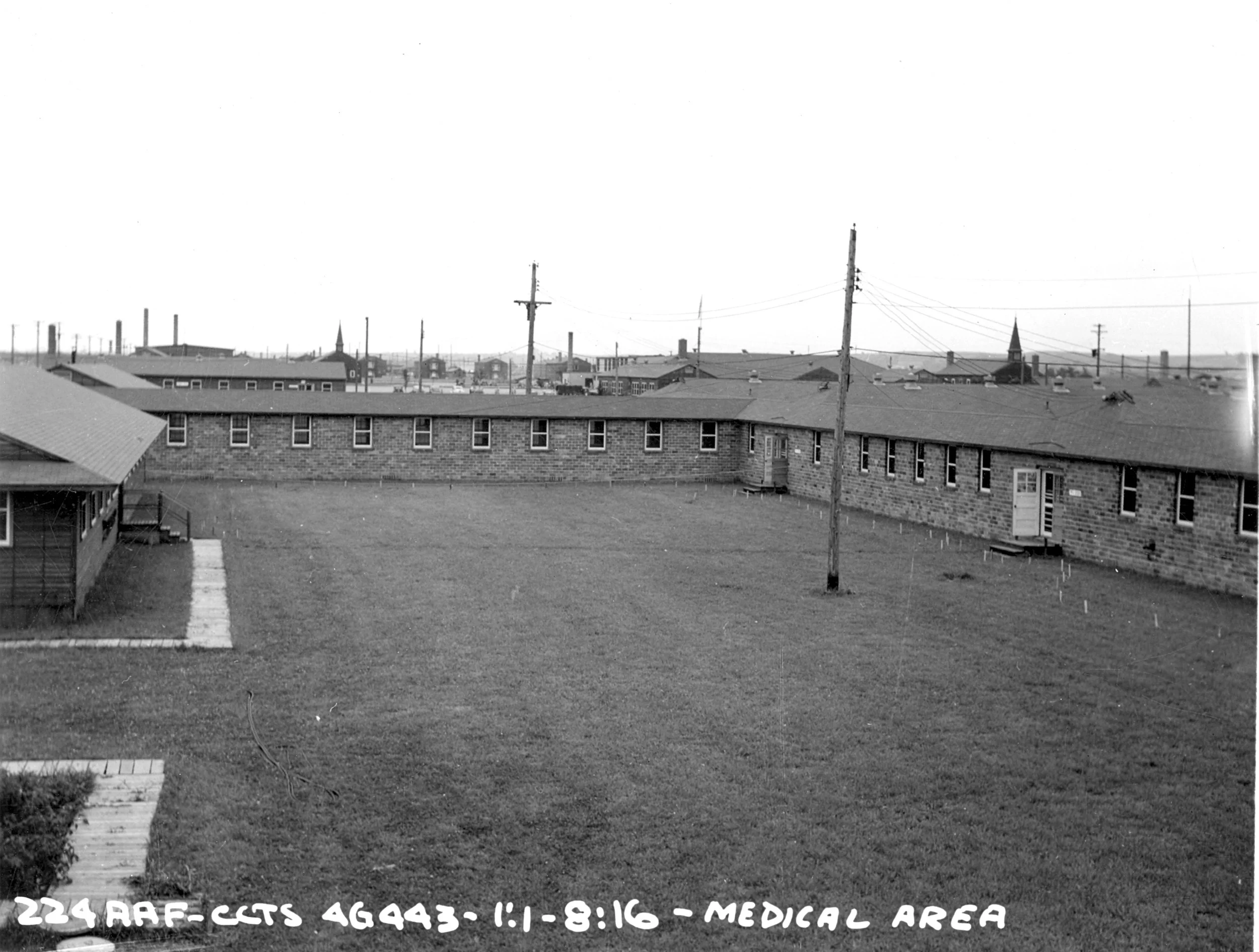 Hospital Courtyard in the background both Chapel Steeples are visible