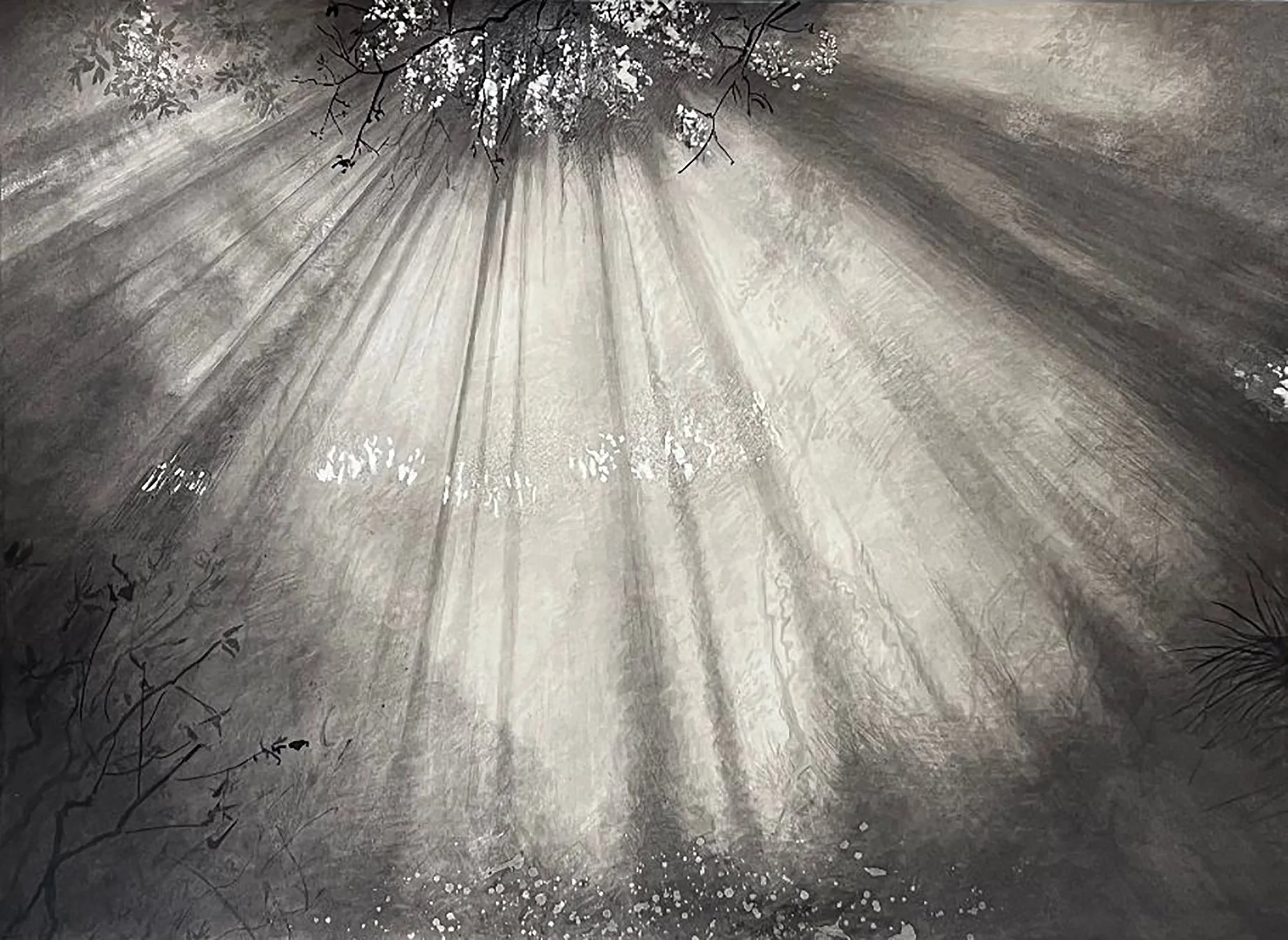 Smoke In The Forest.  2024. 56 x 76.5cm Amazon rainforest charcoal ink on paper  LOW  RES.jpg