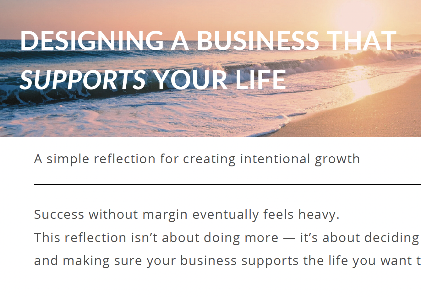 Screenshot of the Life By Design Worksheet
