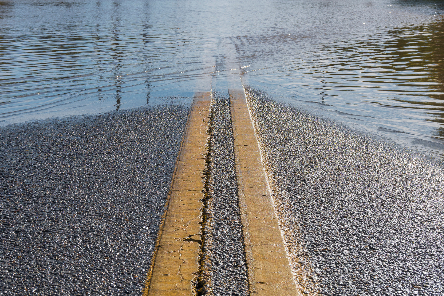 a road that is flooded