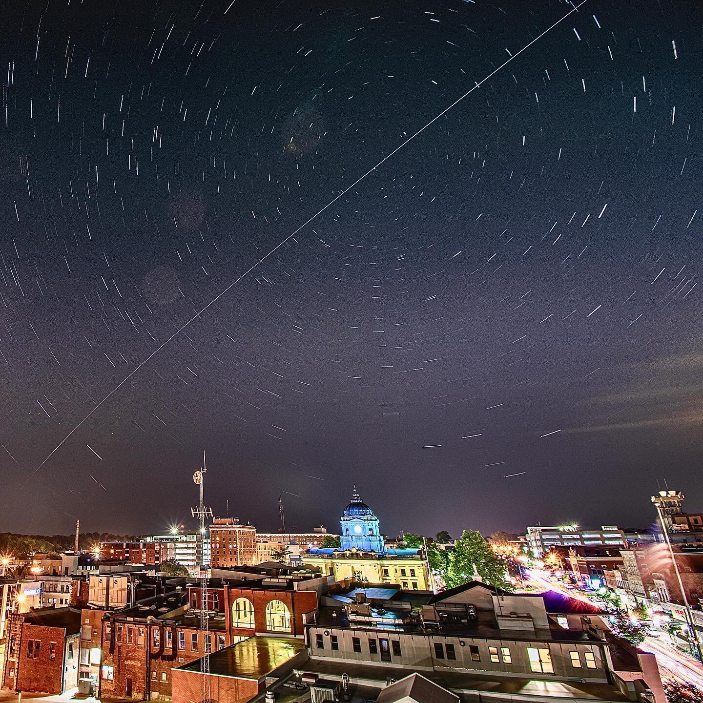 Space station passes
Through Polaris, above the
Bloomington Courthouse. 

#haiku #haiktoyoutoo #spacestationhaiku #spotthestation ⁣

May 28, 10:45-10:55pm EDT
Nikon D5300, 10mm
30s f/8 ISO100, stacked
.⁣
.⁣
.⁣
.⁣
.⁣
#astronaut #astrophotography #gala