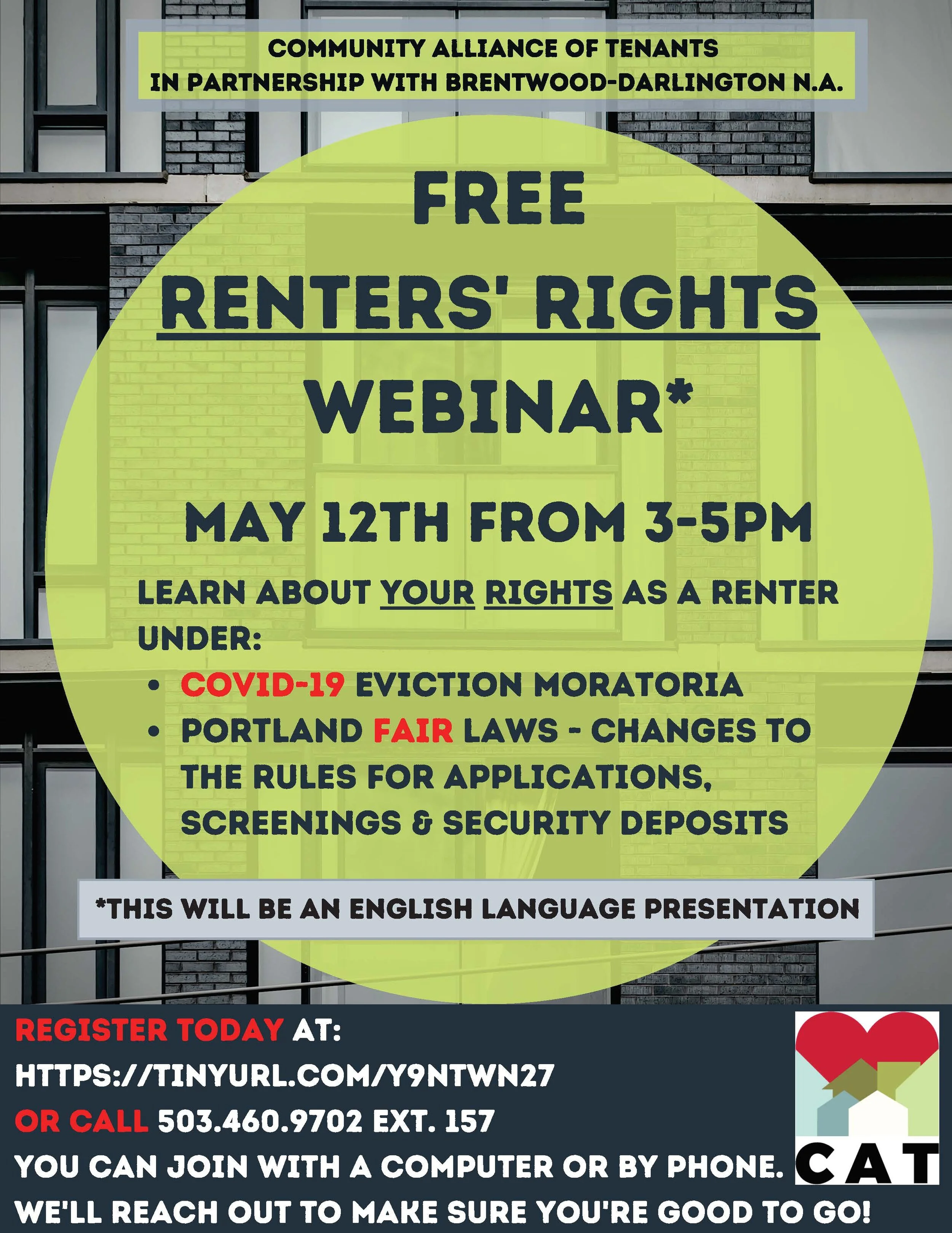 Free Renters' Rights Webinar - May 12th 3-5pm
