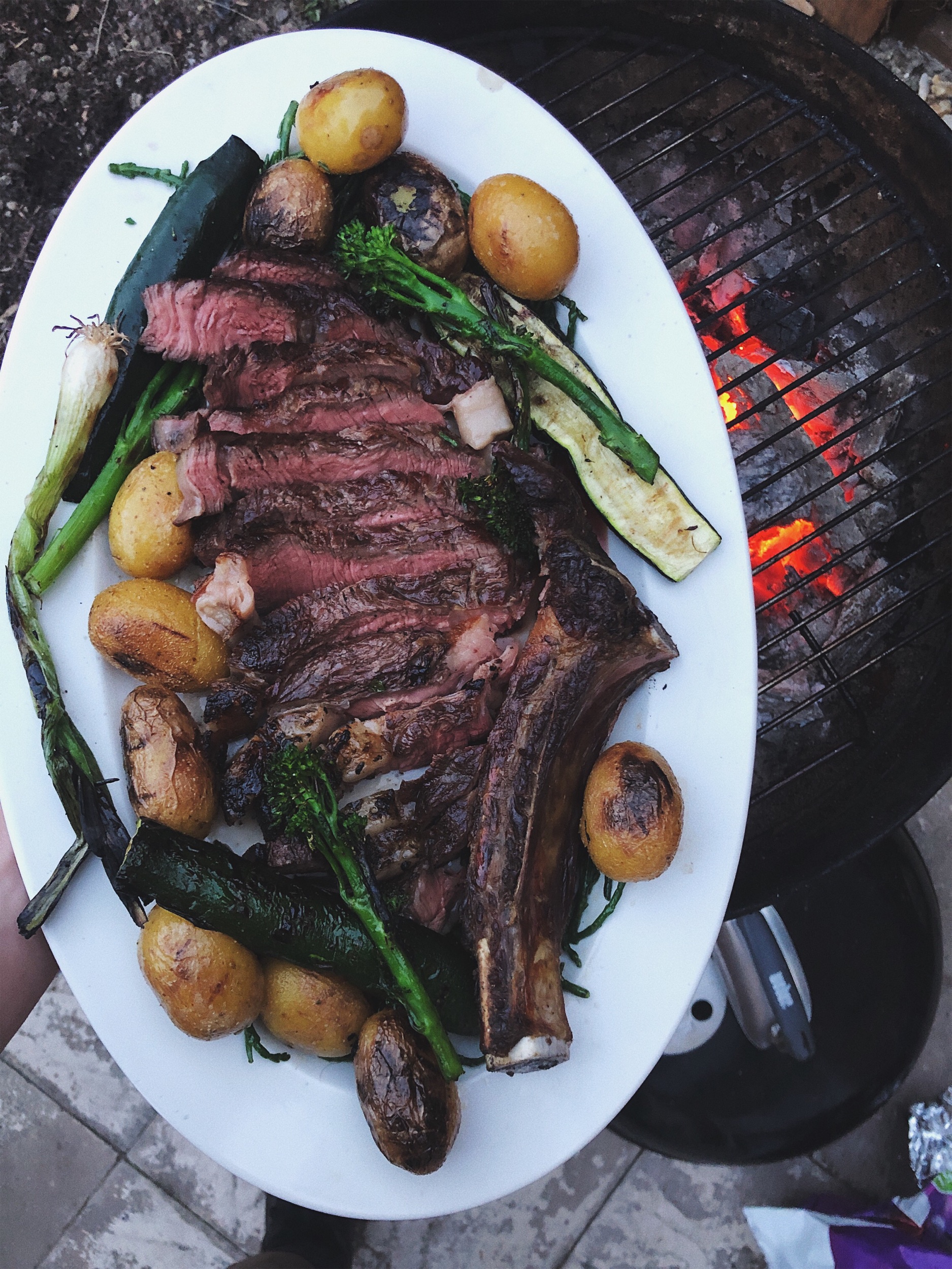 Ribeye, BBQd veg