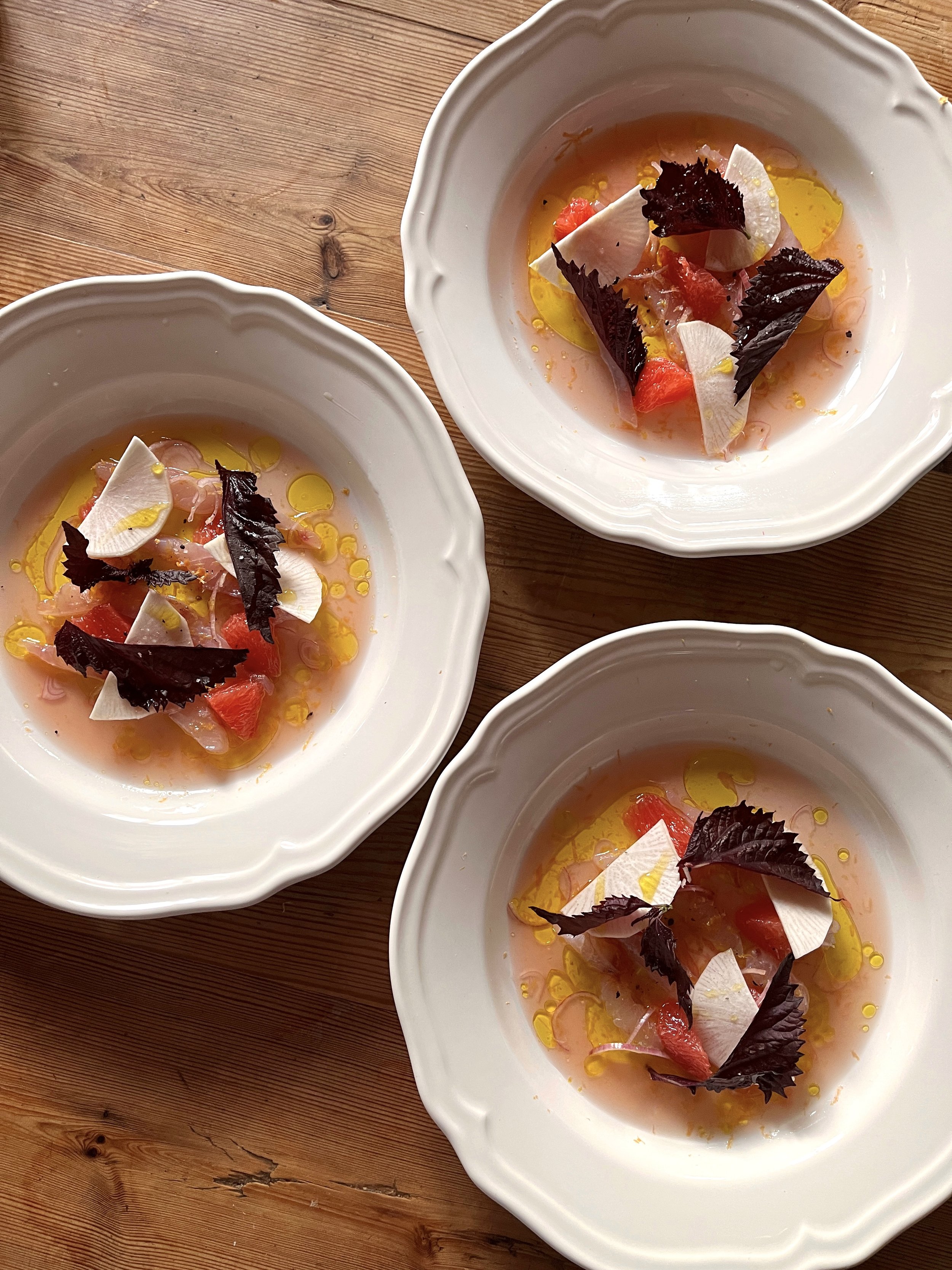 Sea Bream, Grapefruit, Turnip, Shiso