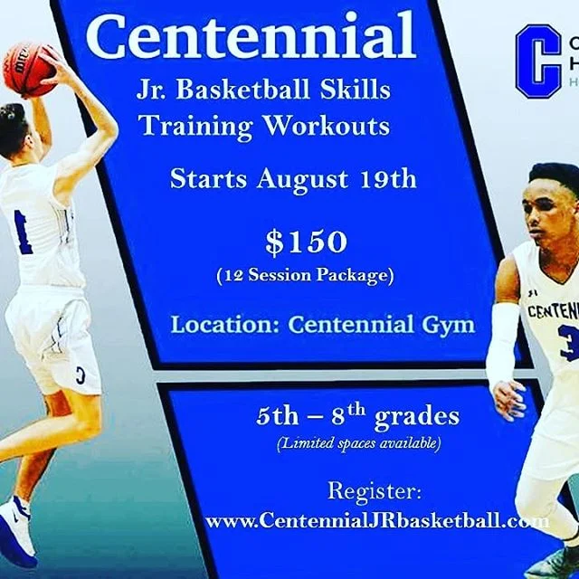 The more you sweat in practice, the less you bleed in battle!  Register TODAY for Centennial Jr Basketball Skills Training!  First workout in 2 weeks!  Sign up at www.centennialjrbasketball.com