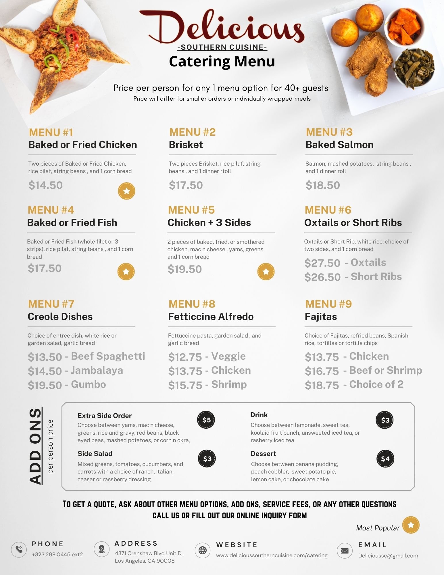 Catering — Delicious at The Dunbar