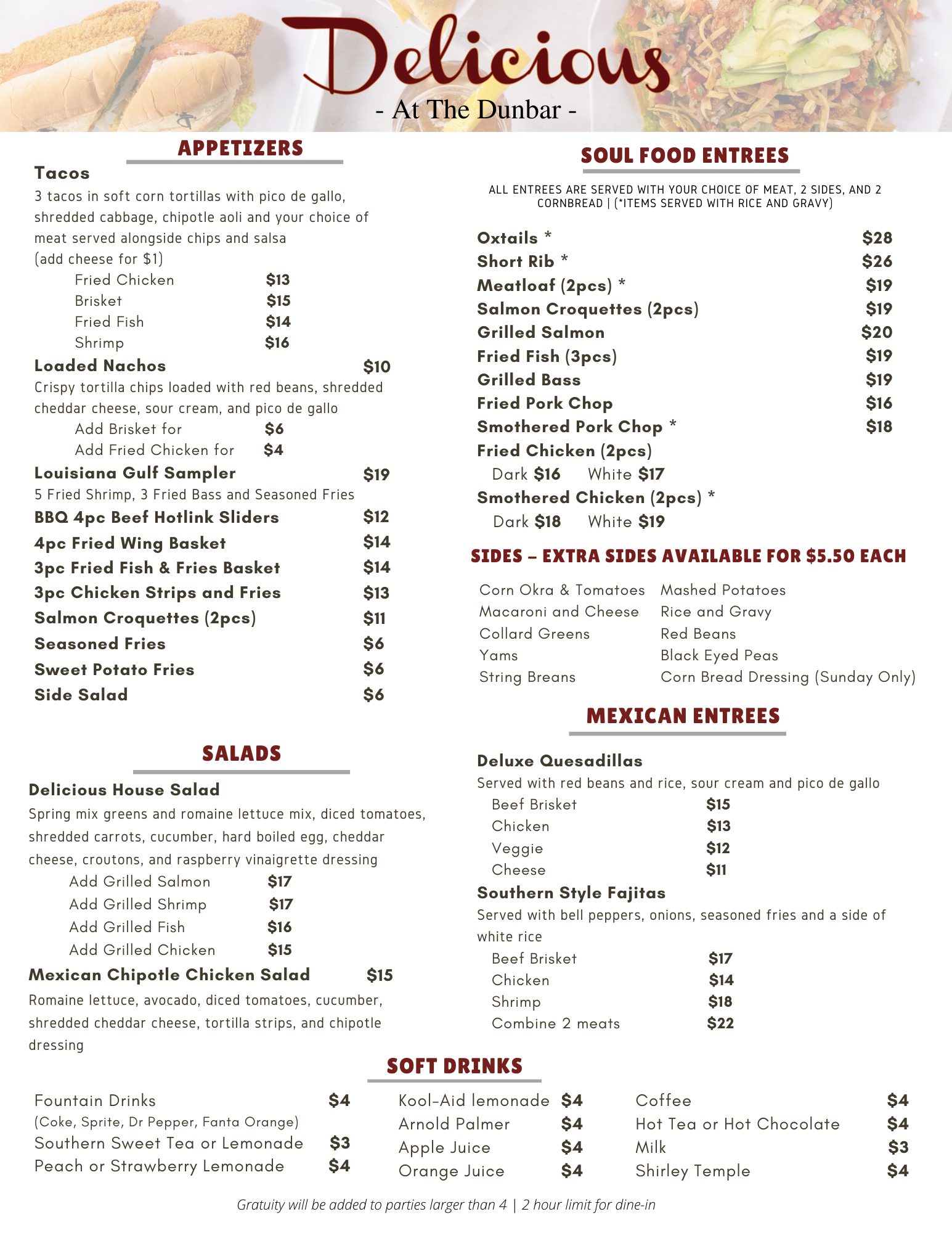 MENU — Delicious at The Dunbar