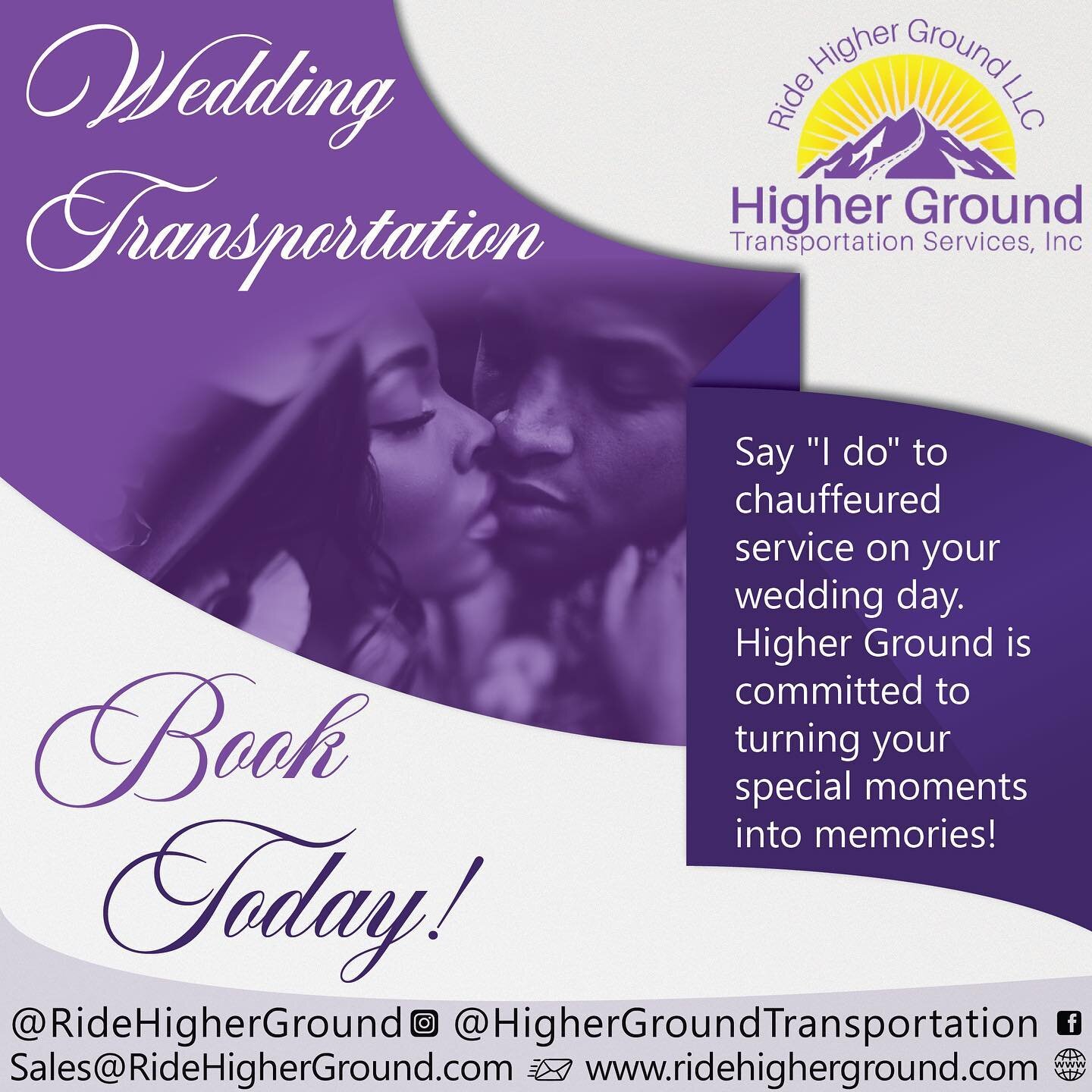 Congratulations! Higher Ground Transportation knows that your wedding is one of the most important celebrations of your life. Our elegant Mercedes Sprinters and shuttle buses can safely transport your family, friends, guests, and the bride and groom 