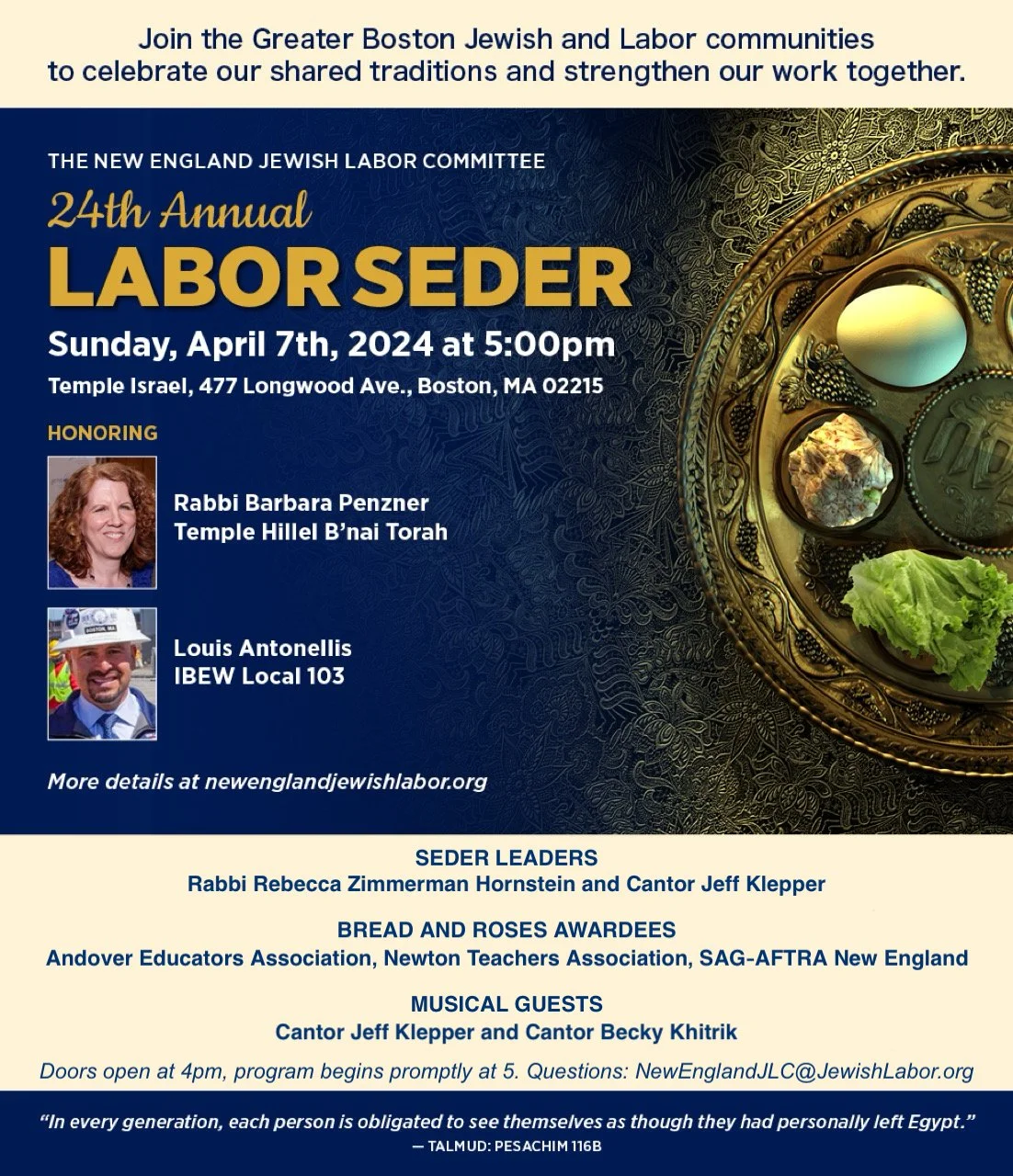 Labor Seder 2026 — New England Jewish Labor Committee