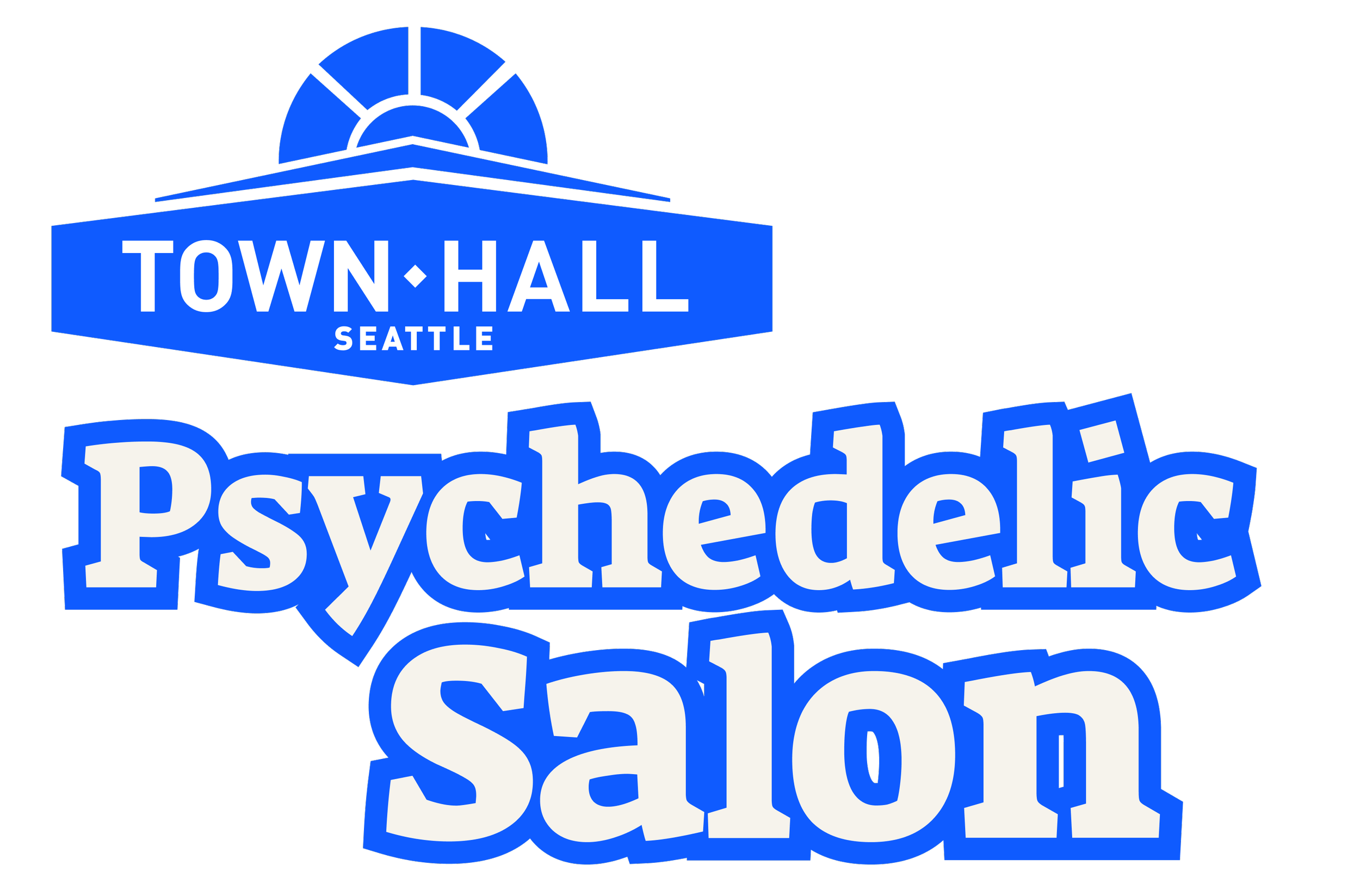 Blue and white text reading "Town Hall Seattle Psychologists" with a stylized blue and white dome graphic above.