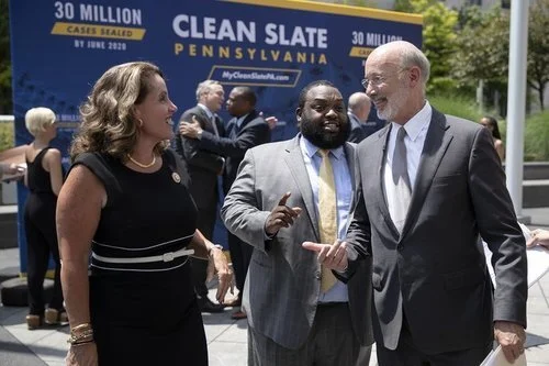 Reps. Sheryl Delozier and Jordan Harris, Pennsylvania Governor Tom Wolf