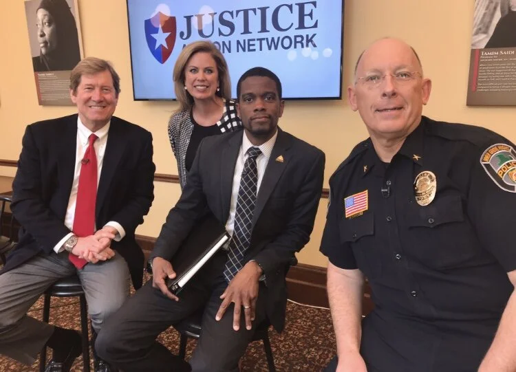 Rep. Jason Lewis, Holly Harris, St. Paul Mayor Melvin Carter, Inver Grove Heights Police Chief Paul Schnell