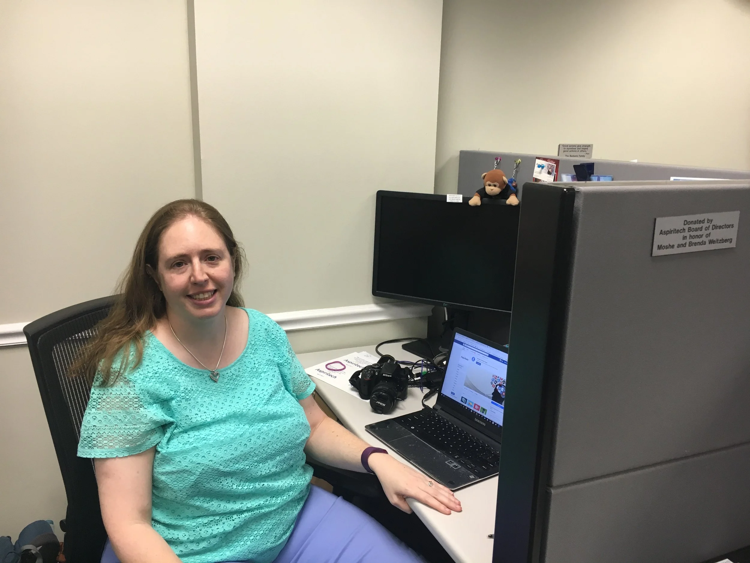 “Working here has given me more self-esteem. I feel good about accomplishing things, and I feel good about promoting this company.” -Katie, 43 years old, Social Media Specialist since 2010