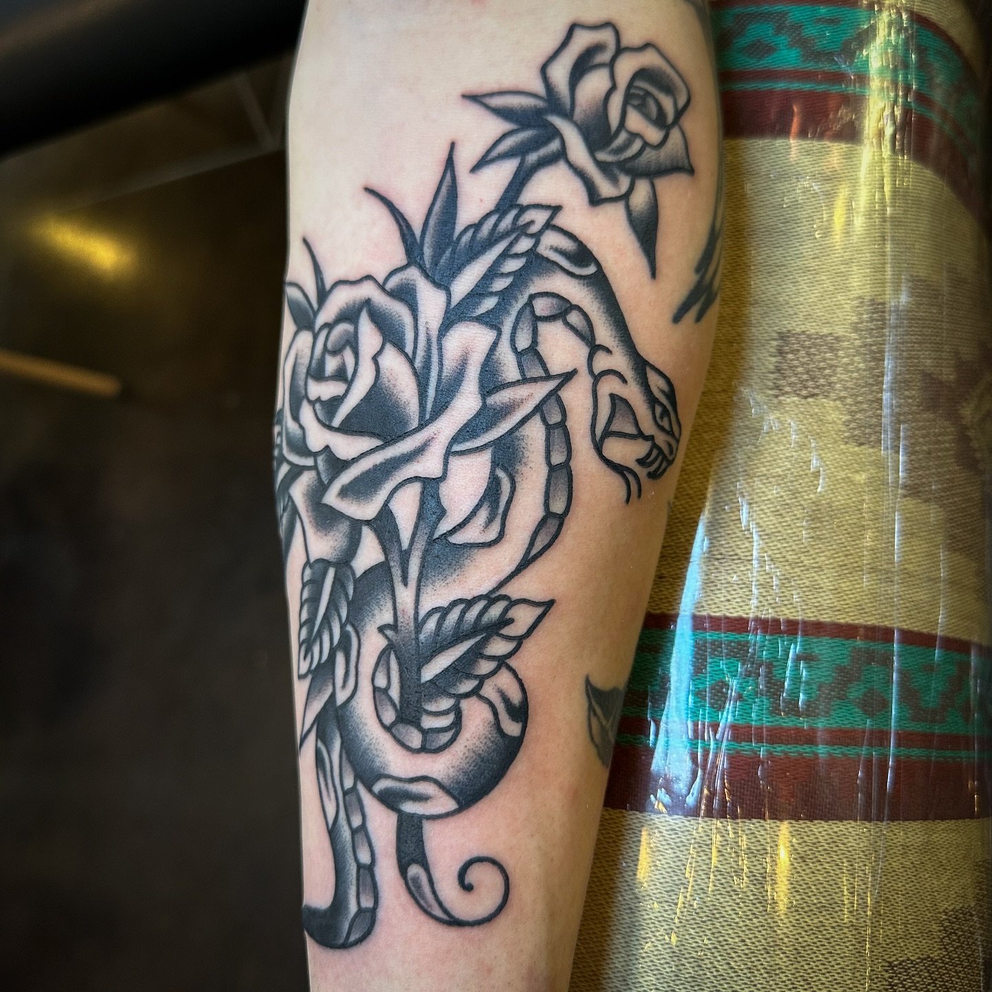 Snake &amp; Rose for my buddy @hanambeats! 

#okc #okctattoos #okctattooartist #keepsake