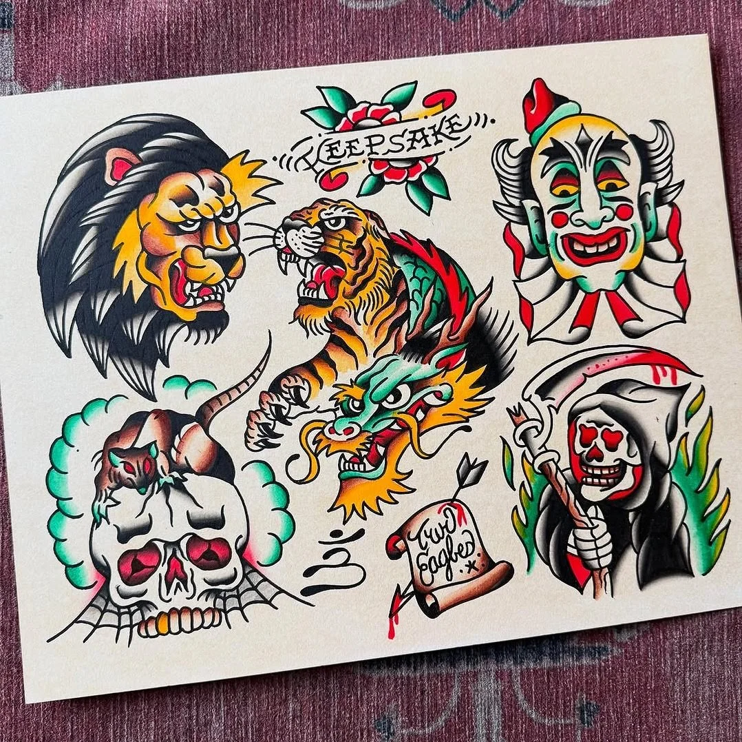 Tattoo flash always available to tattooing, come pick it off the walls &bull; painted by @eagles472