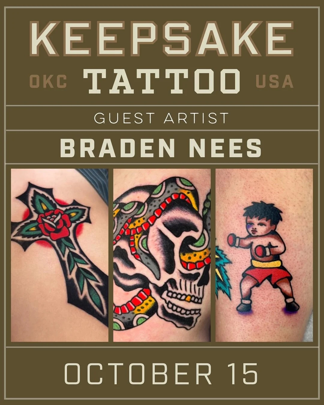 Our friend @bradenknees will be joining us on October 15th for one day only! Appointments will be limited, so book yours now before they are gone! Please DM @bradenknees directly to book, see you soon!