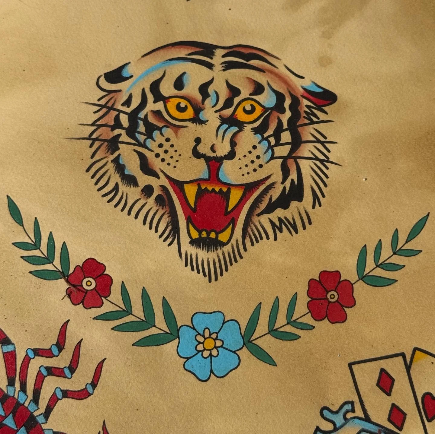 Painted with love by @jdbabbs and @chimney.tattoo 

All designs available to be tattooed by the both of us!

If you like my work, you&rsquo;ll like his!

#tattooflash #classictattoo #vintagetattoo #traditionaltattooflash #tattoo #tattoos #oklahoma #o