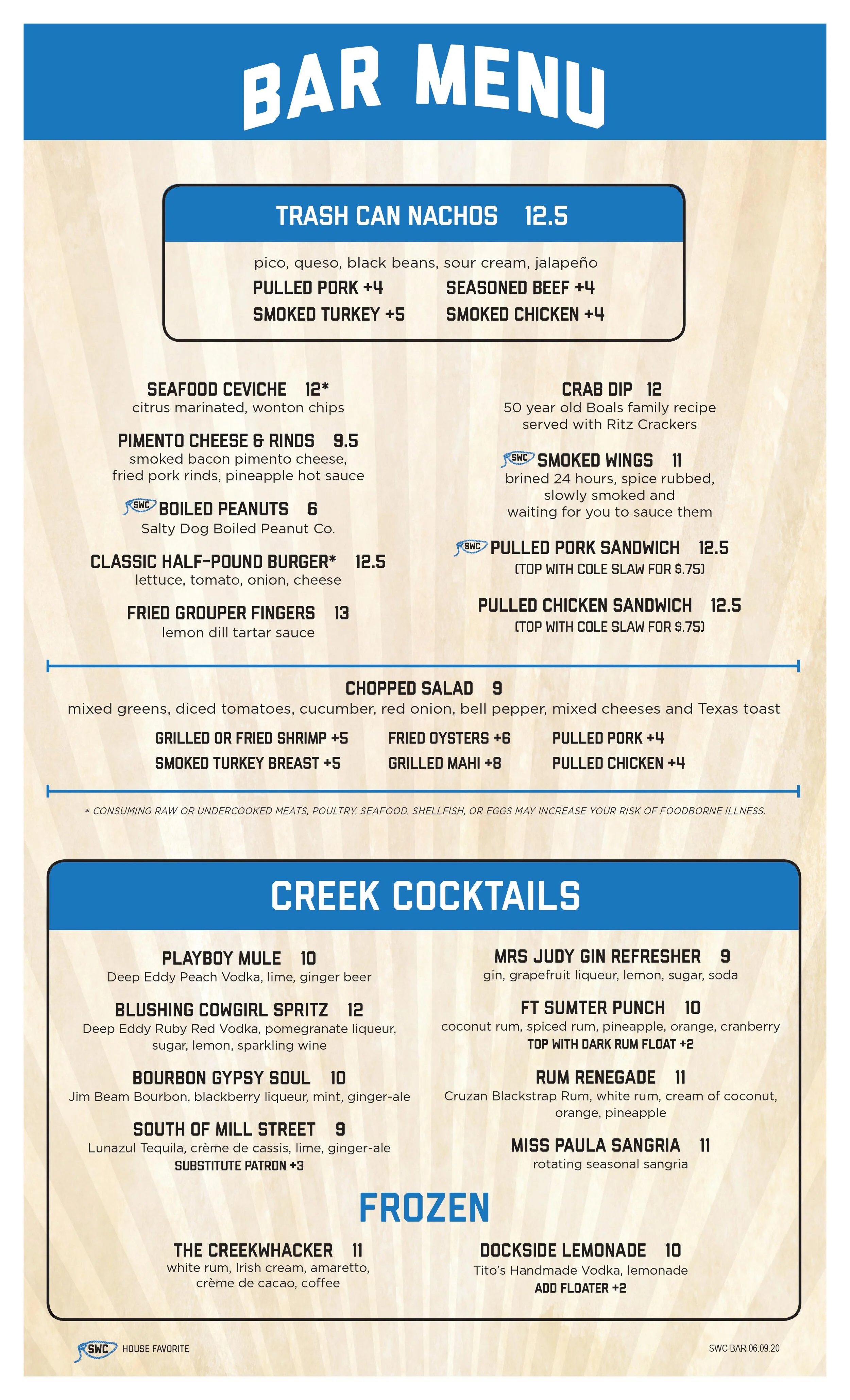 Gazebo Bar Menu — SALTWATER COWBOYS
