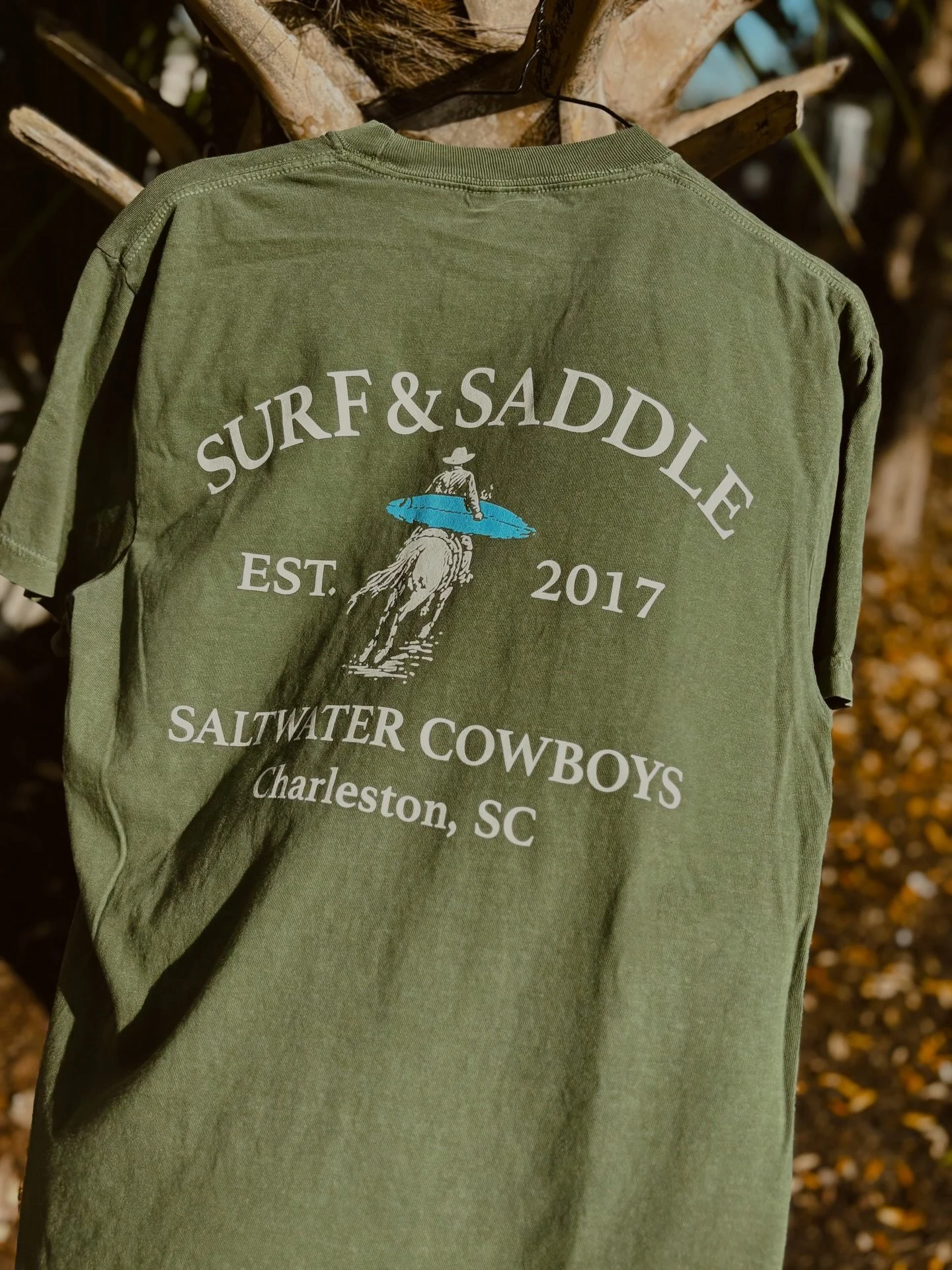 SURF &amp; SADDLE TEE 🏄🐎🤠 Now available online&hellip;while supplies last. Link in bio.