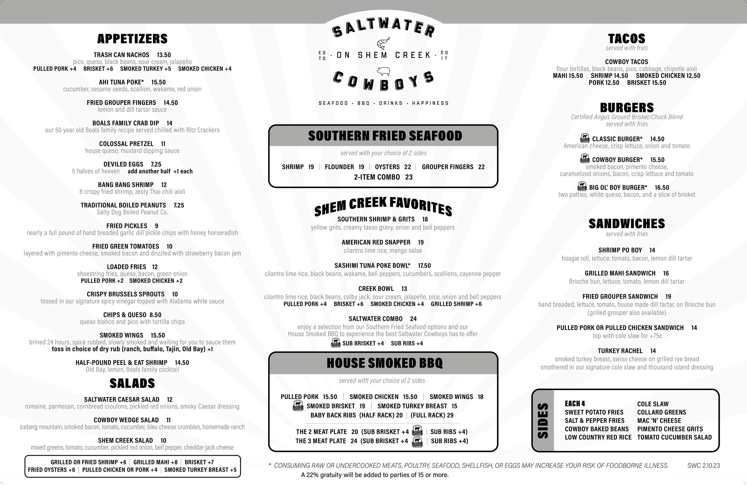 Full Menu — SALTWATER COWBOYS