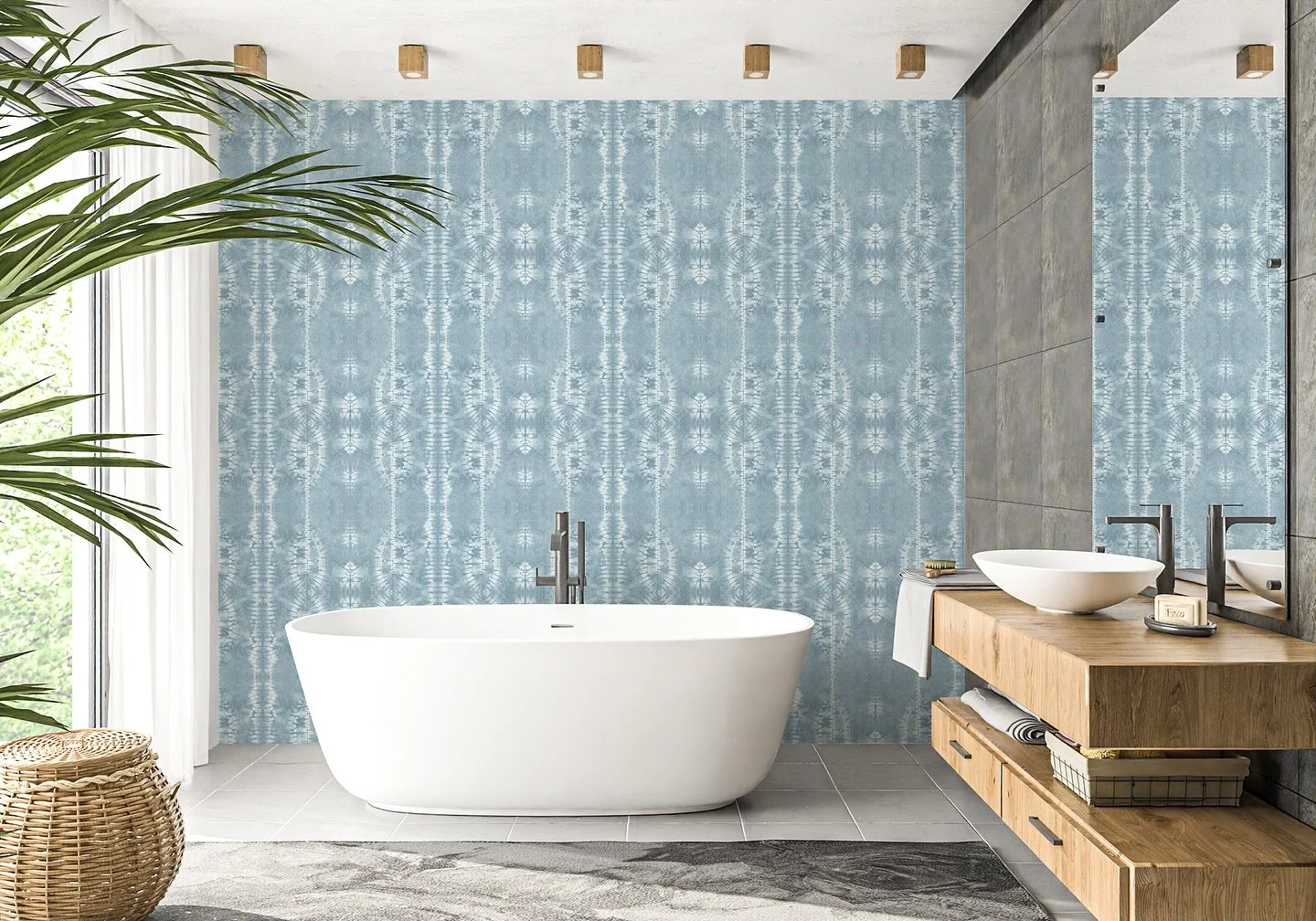 Shibori stripes coastal grey blue is one of my signature style designs. Coastal bohemian meets shibori dyed. 

To make this design I hand stitched a design into cotton fabric with nylon thread. I then dipped it into an indigo dye vat. Once the fabric