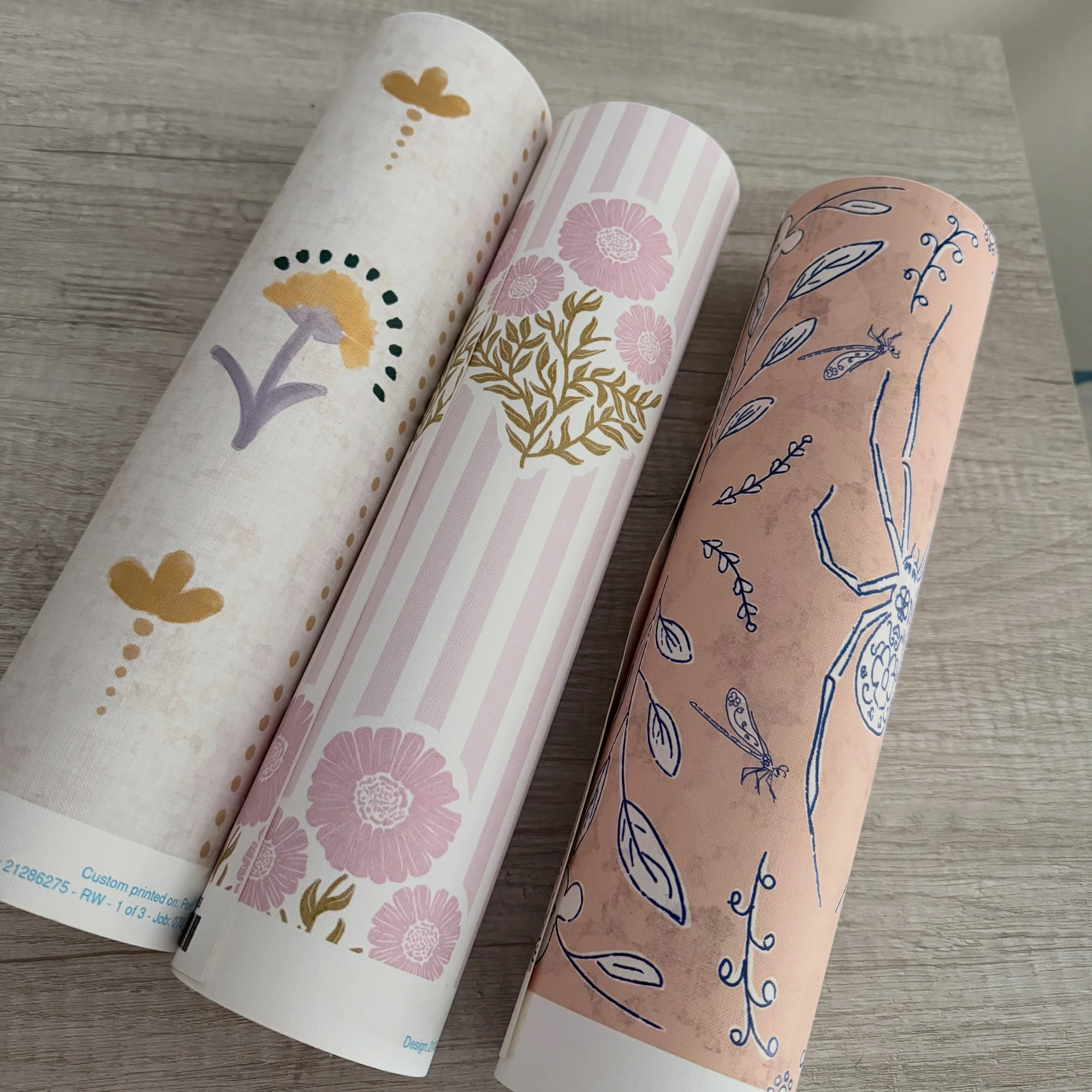 Wallpaper samples make me happy in all this gloomy rain. 

Always, always order samples. I cannot give you better advice than that other than measure 3x!