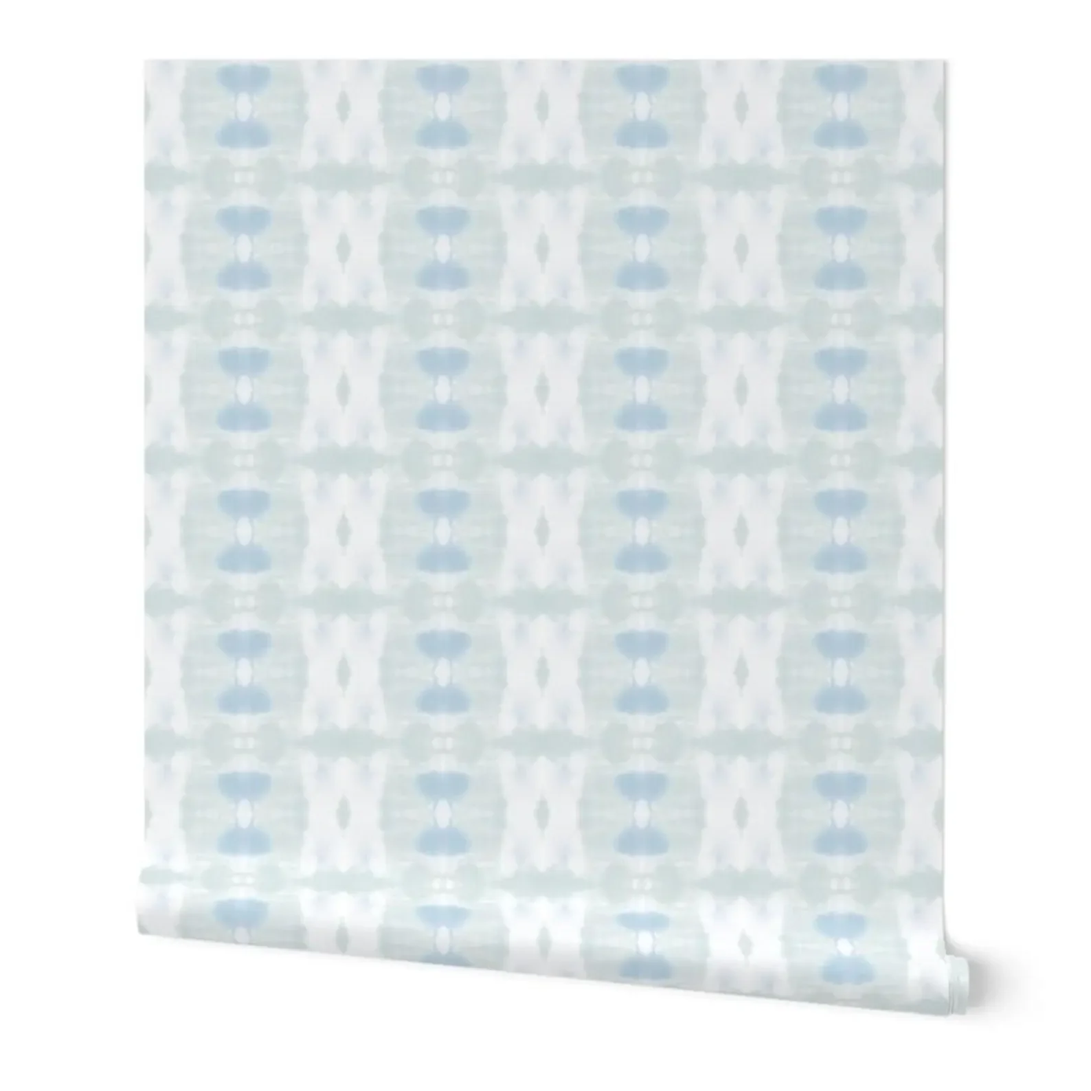 A roll of Coastal Blues Abstract Linen Textured Stripes Wallpaper