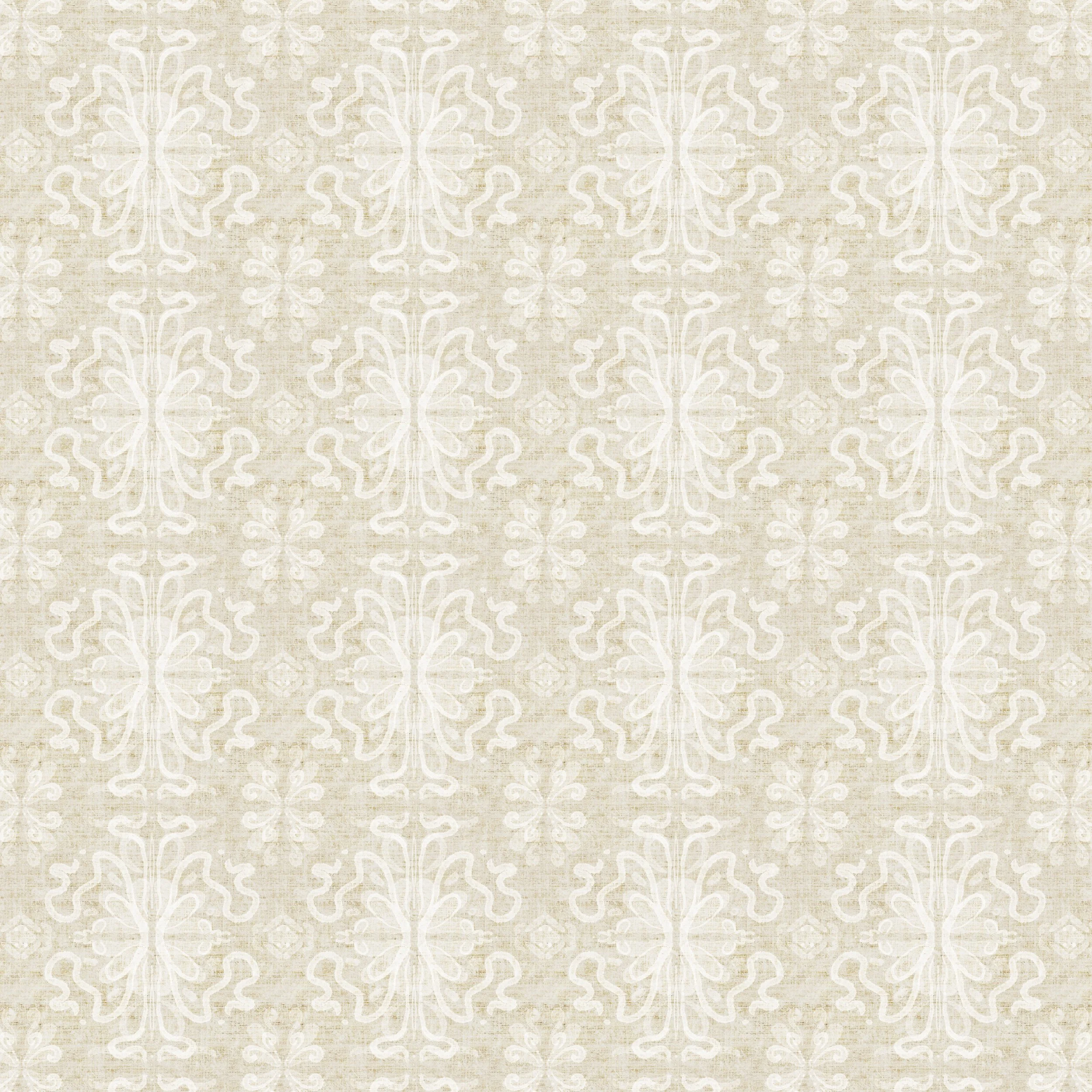 Cream and ivory Mediterranean tile inspired surface pattern with hand drawn floral shapes and a softly weathered texture.