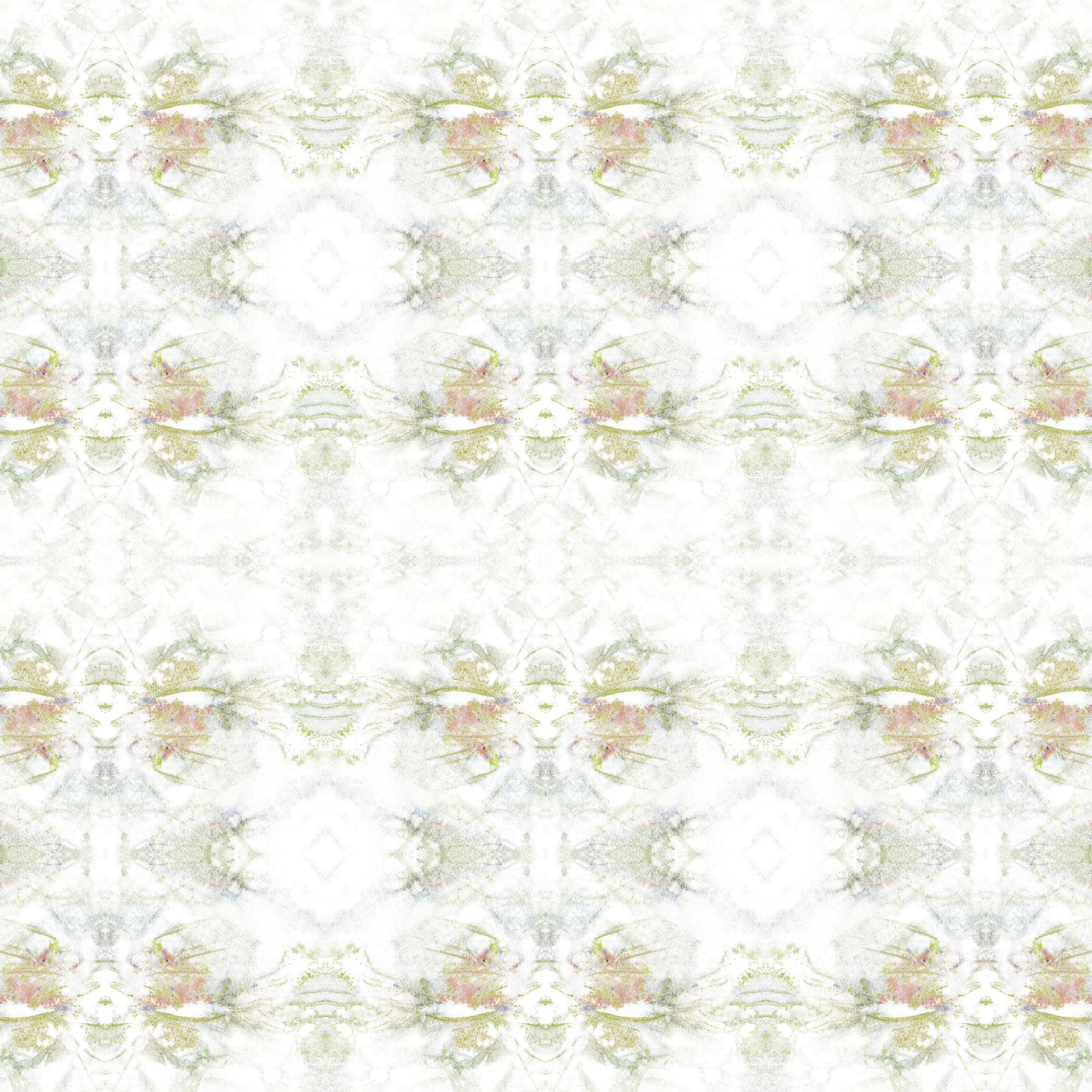 Sage Green Rust Rorschach Inkblot Abstract Painterly Coastal Bohemian
