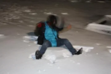 i wanted to make a snow angel, but the snow was too hard! oh well.