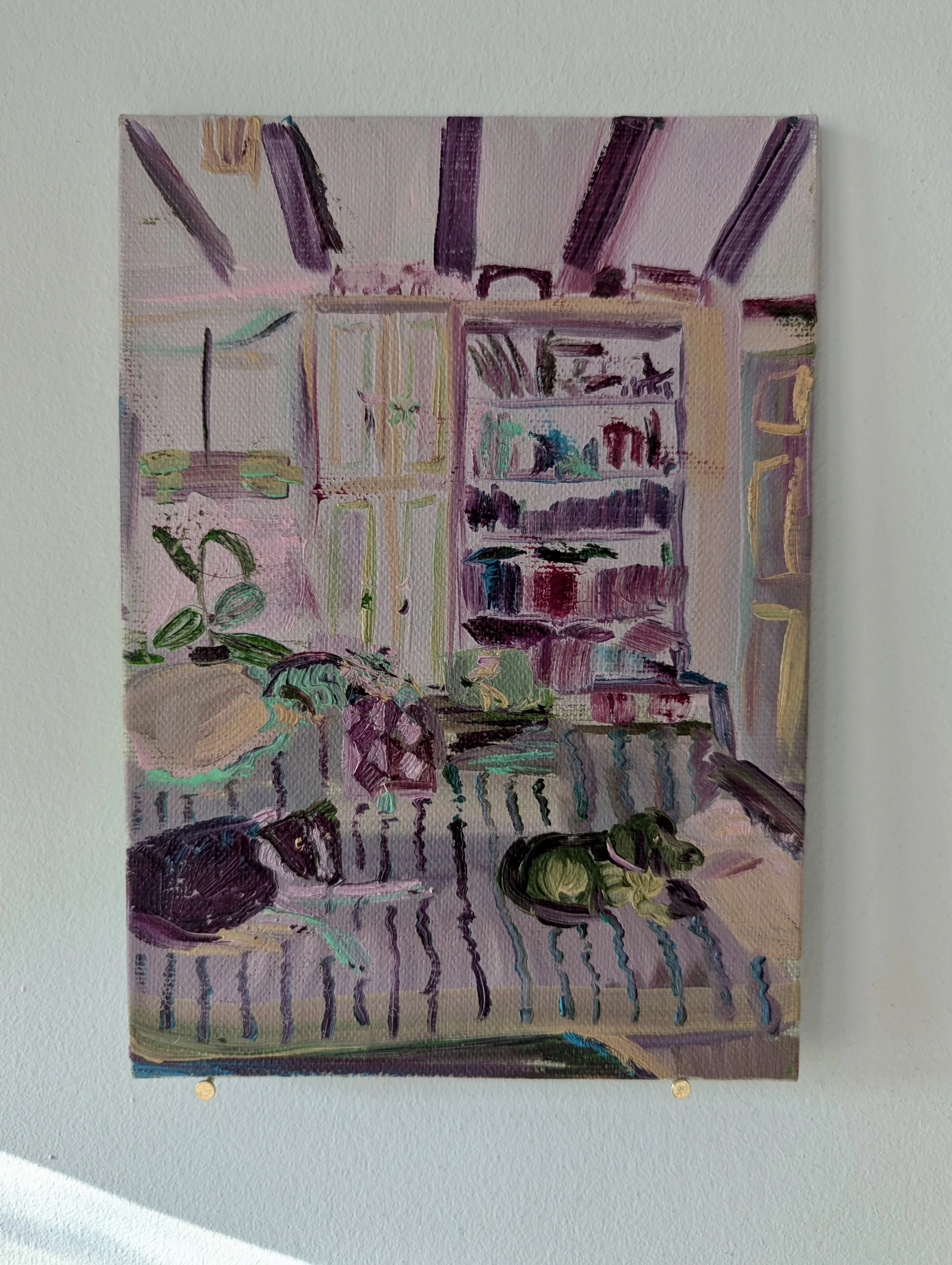 Day 4: "new friends", 5 x 7 in, Oil on Linen Panel, 2025