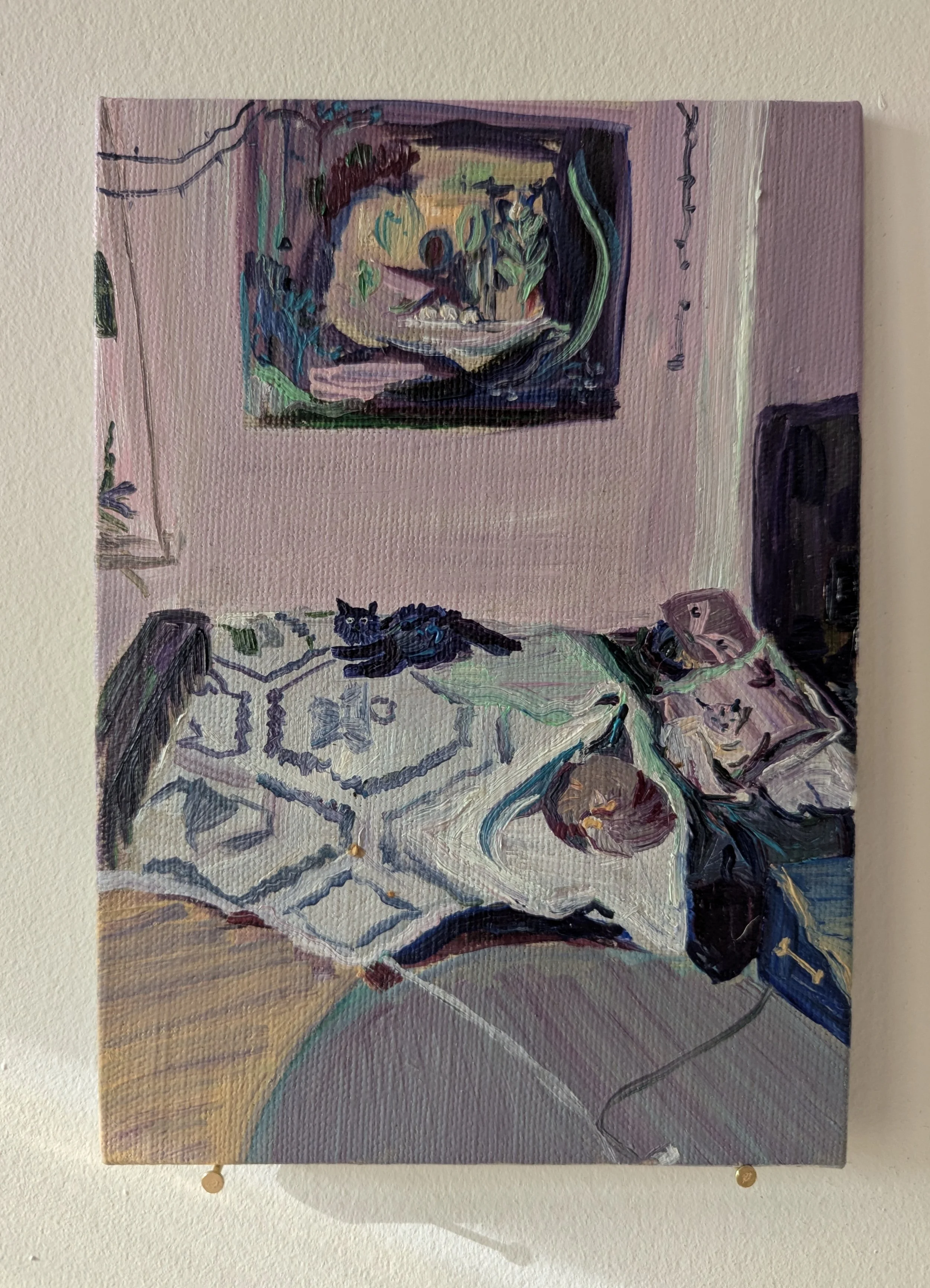 Day 6: "last hang", 5 x 7 in, Oil on Linen Panel, 2025