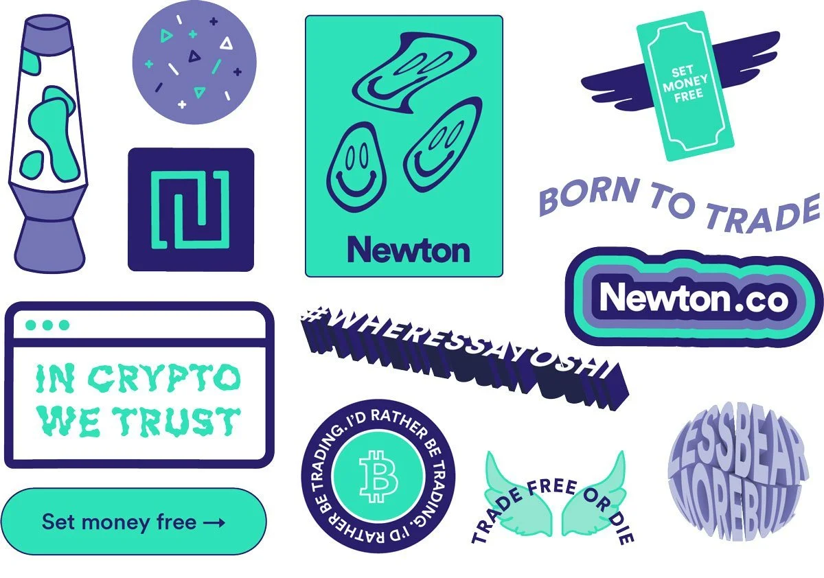  This sticker sheet was designed to be printed and given out as free SWAG to Newton employees and giveaway winners on social.  